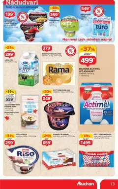 Auchan akciós ujság - amely érvényes a következő dátumtól: 31.07.2025 | Oldal: 13 | Termékek: Ivójoghurt, Kefir, Tejszelet, Túró