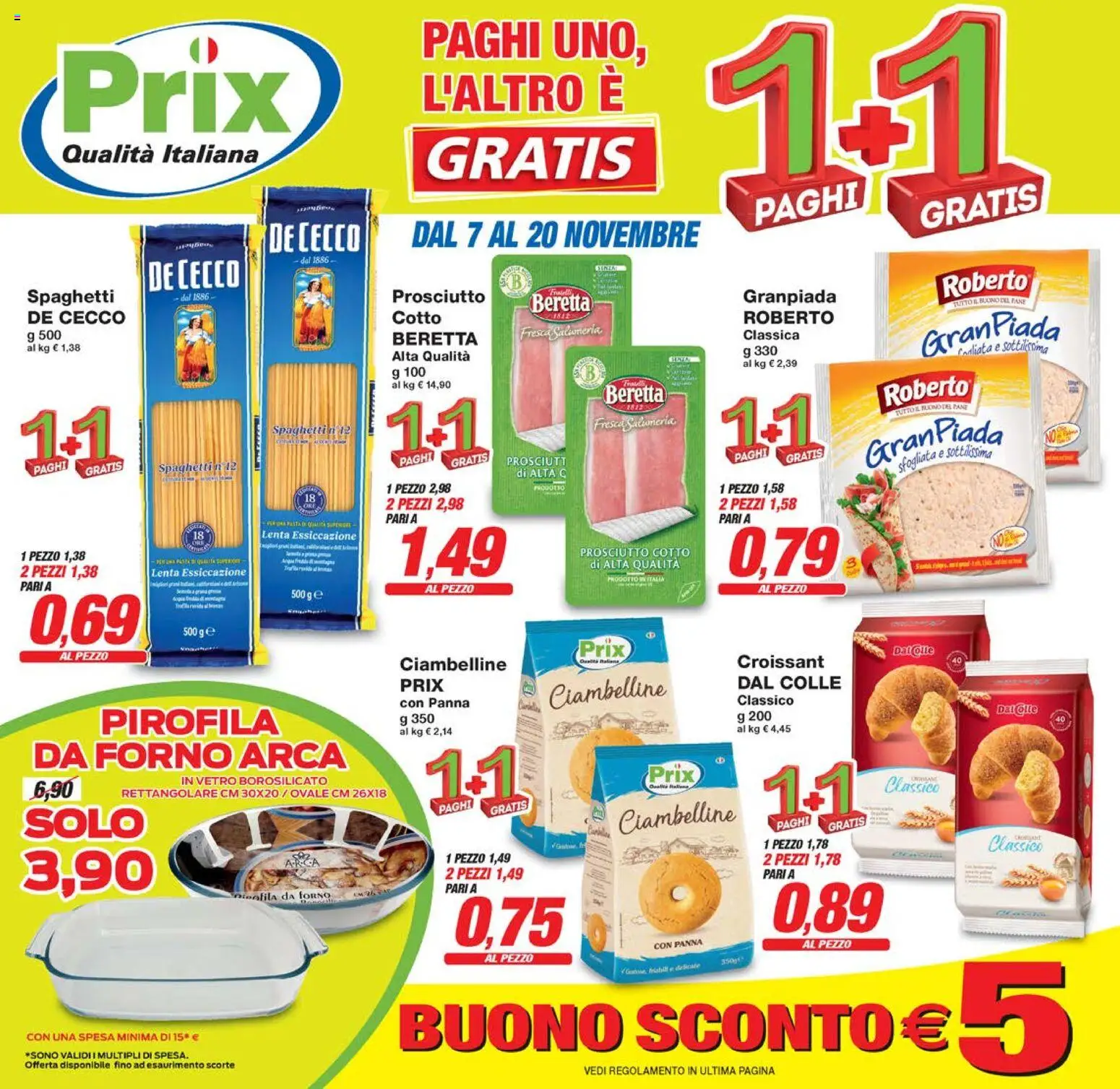 Volantino Prix del 07.11.2025 | Pagina: 1 | Prodotti: Prosciutto Cotto, Pane, Prosciutto, Croissant