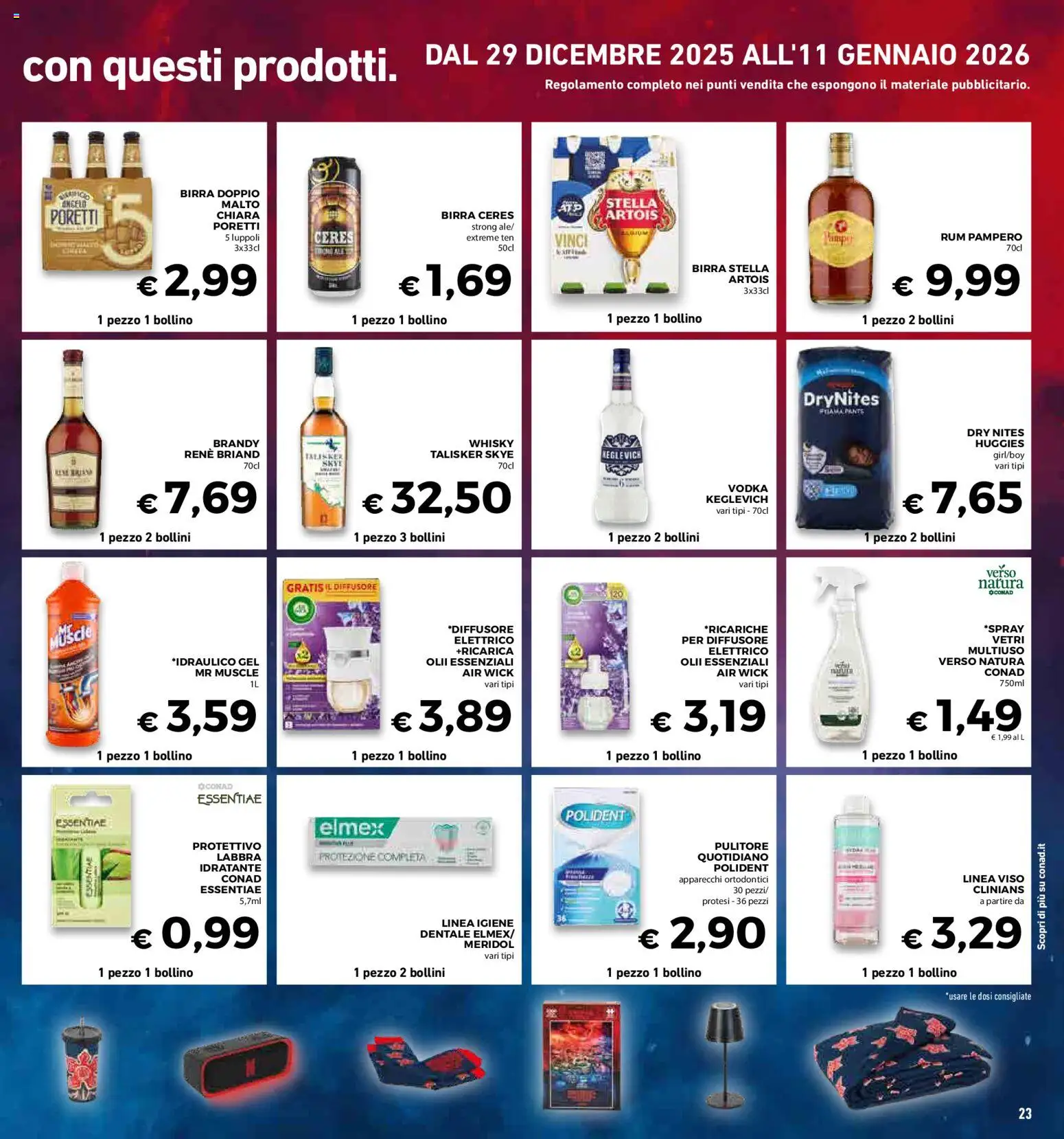 Volantino Conad del 27.12.2025 | Pagina: 23 | Prodotti: Vodka, Whisky, Ceres, Brandy