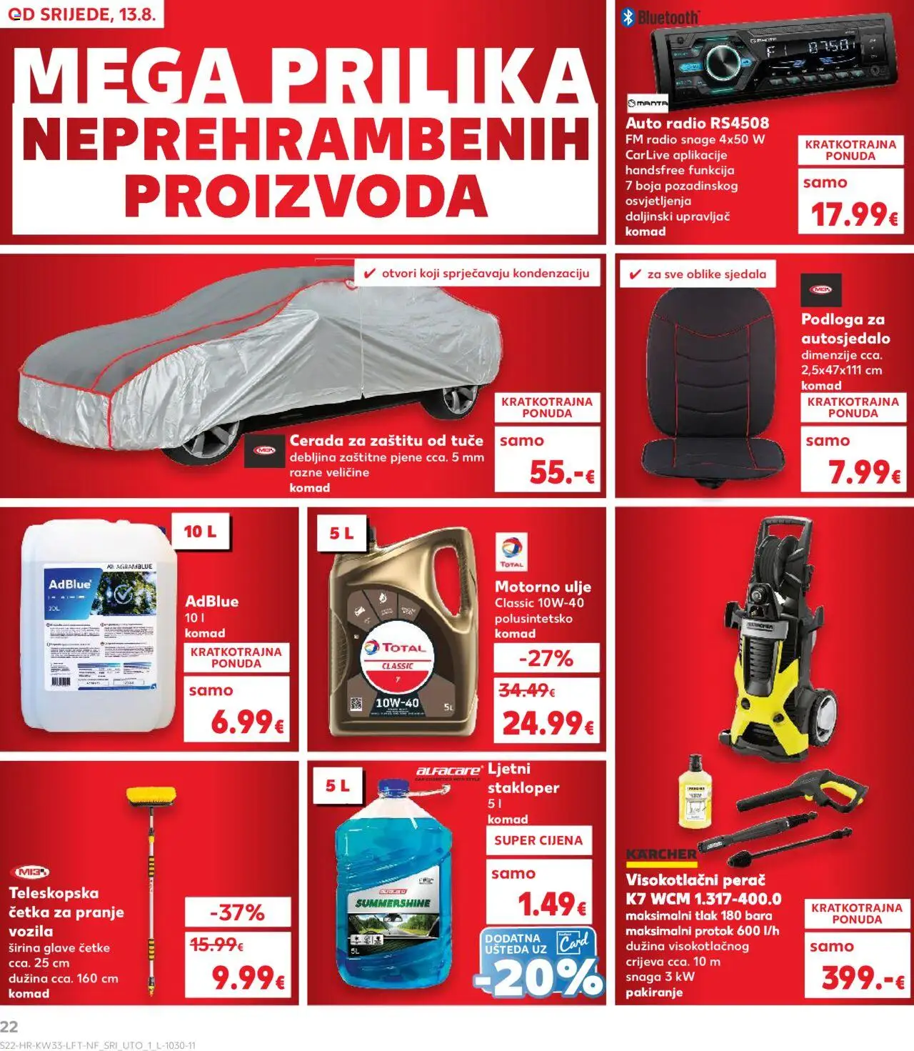 Kaufland katalog | vrijedi od 13.08.2025 | Stranica: 22 | Proizvodi: Četka, Ulje, Radio, Kärcher