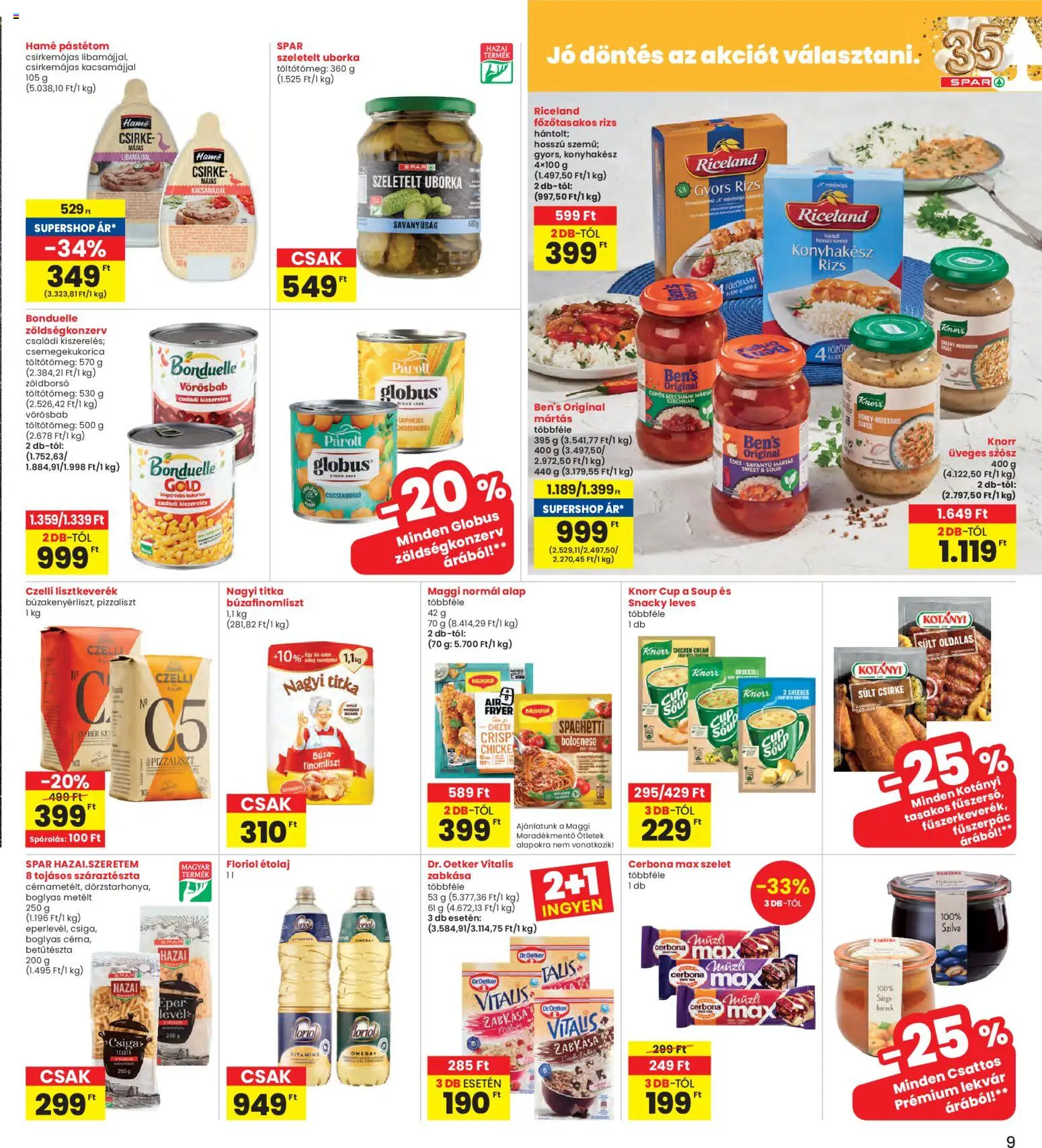 Interspar akciós ujság - amely érvényes a következő dátumtól: 05.03.2026 | Oldal: 9 | Termékek: Zöldborsó, Zabkása, Gyors rizs, Maggi