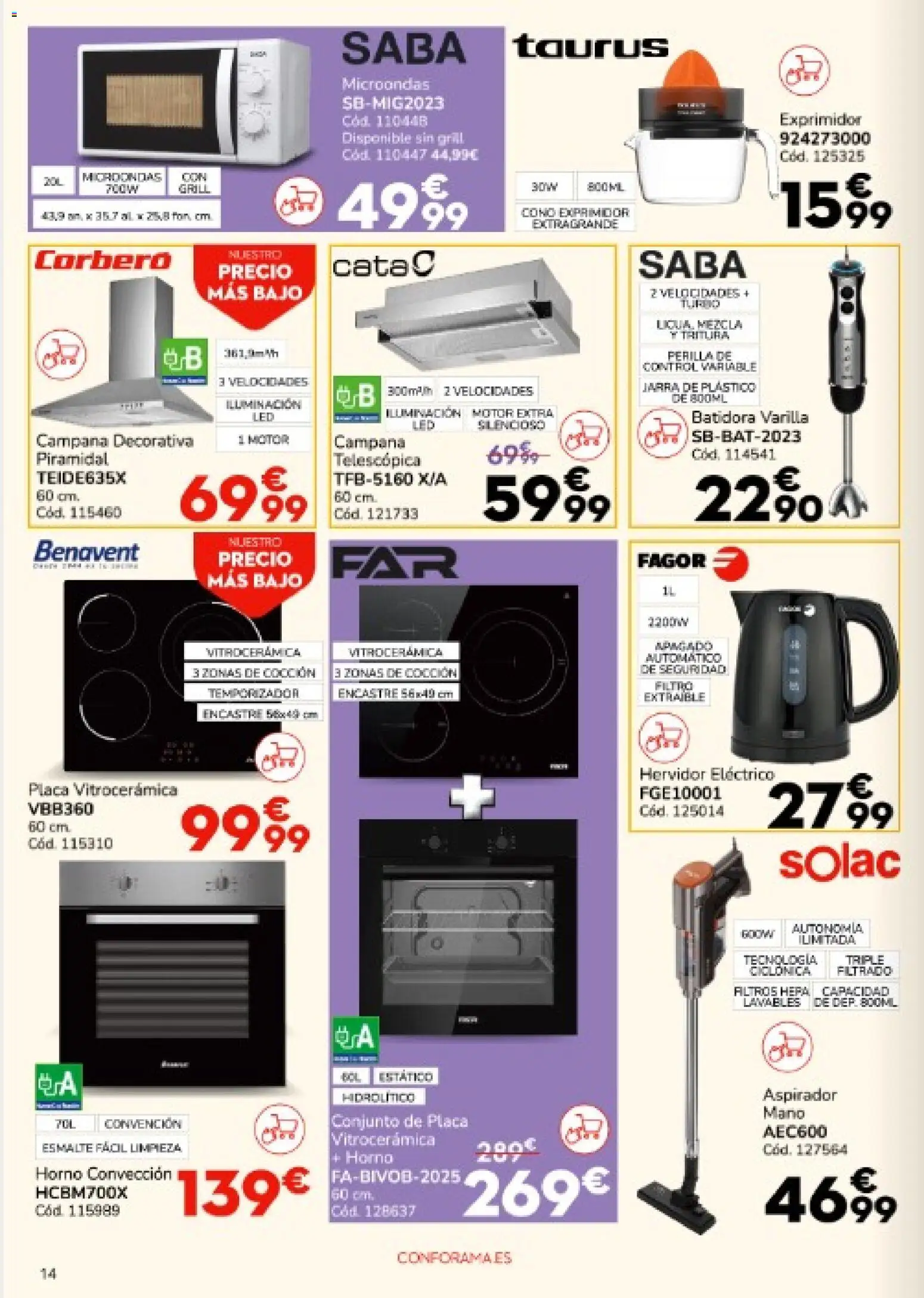 Conforama folleto │ válido desde el 18.12.2025 | Página: 14 | Productos: Horno, Batidora, Exprimidor, Galette de chaise