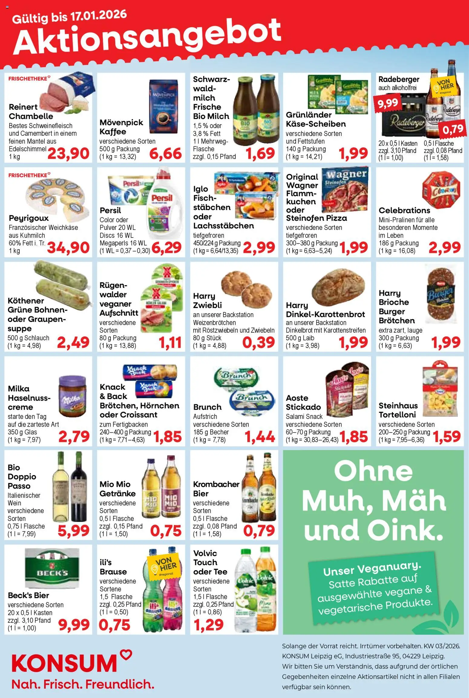 KONSUM Leipzig Prospekt – gültig ab 12.01.2026 | Seite: 1 | Produkte: Kaffee, Creme, Grunlander, Salami