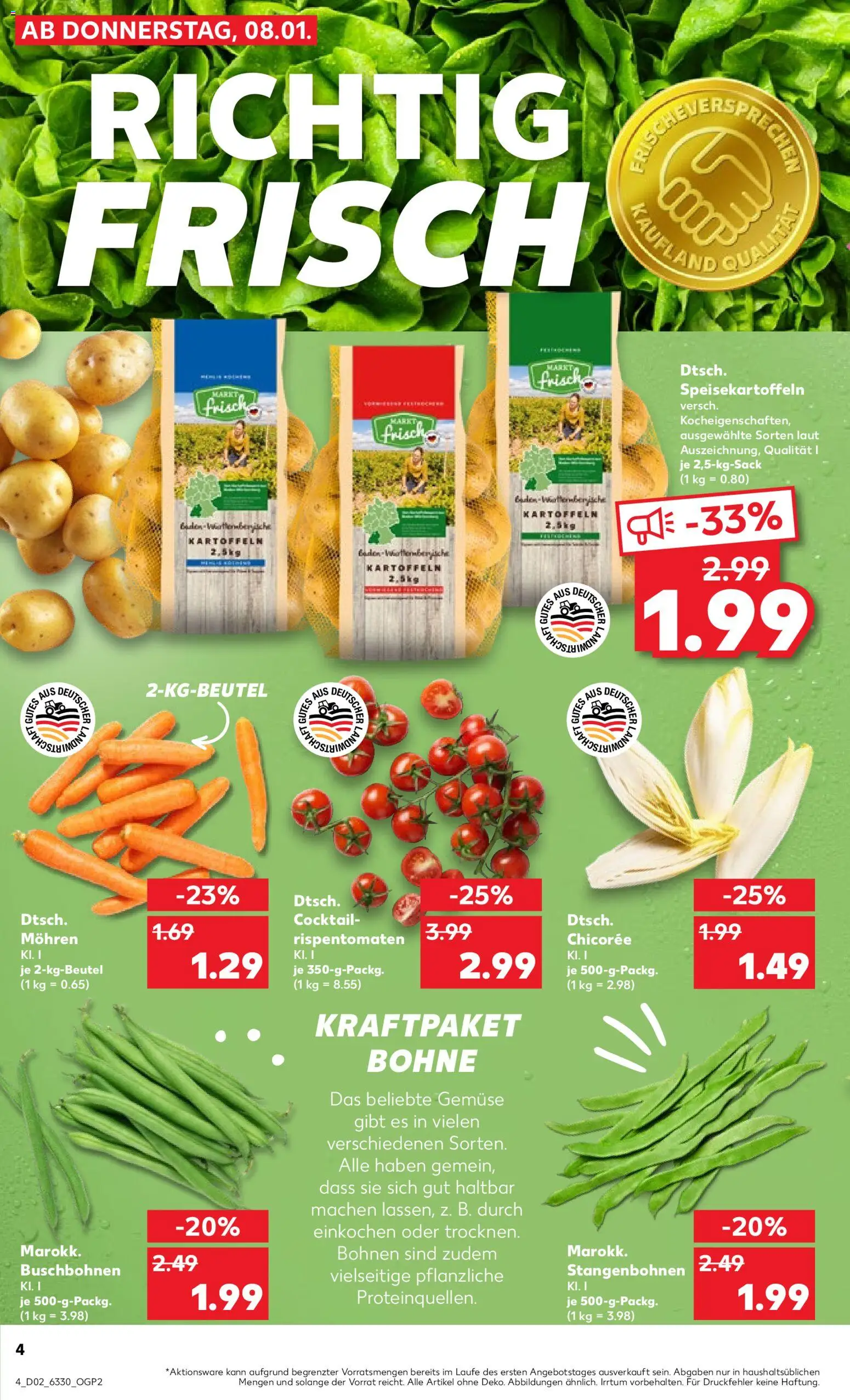 Kaufland prospekt Hamburg	 – gültig ab 08.01.2026 | Seite: 4 | Produkte: Mohren, Kartoffeln, Gemüse