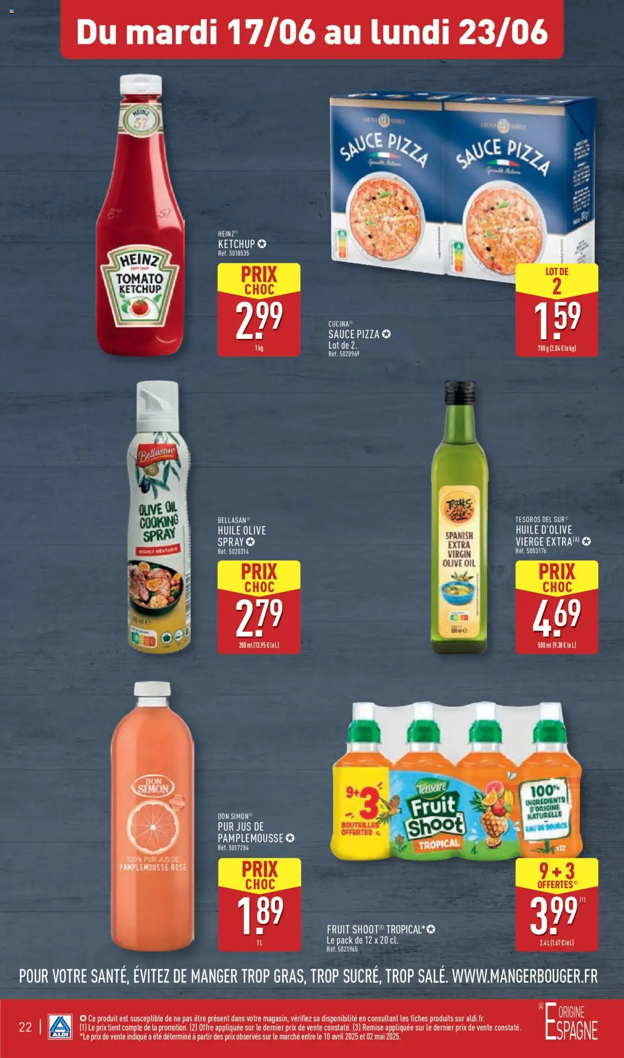  | Page: 25 | Produits: Huile d'olive vierge, Pamplemousse, Pizza, Ketchup