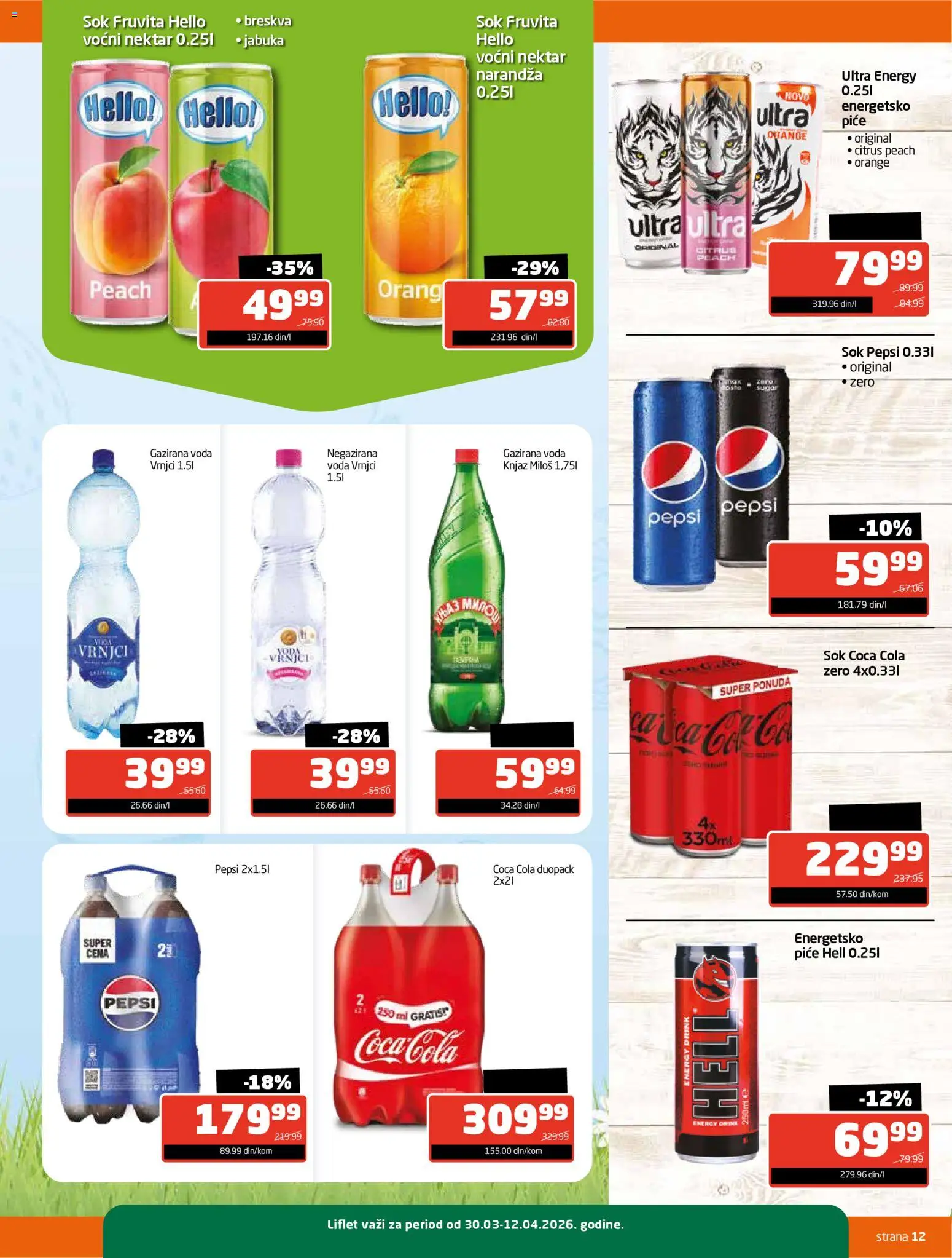 Gomex katalog - važi od 30.03.2026 | Strana: 12 | Proizvode: Hell, Nektar, Fruvita, Voda