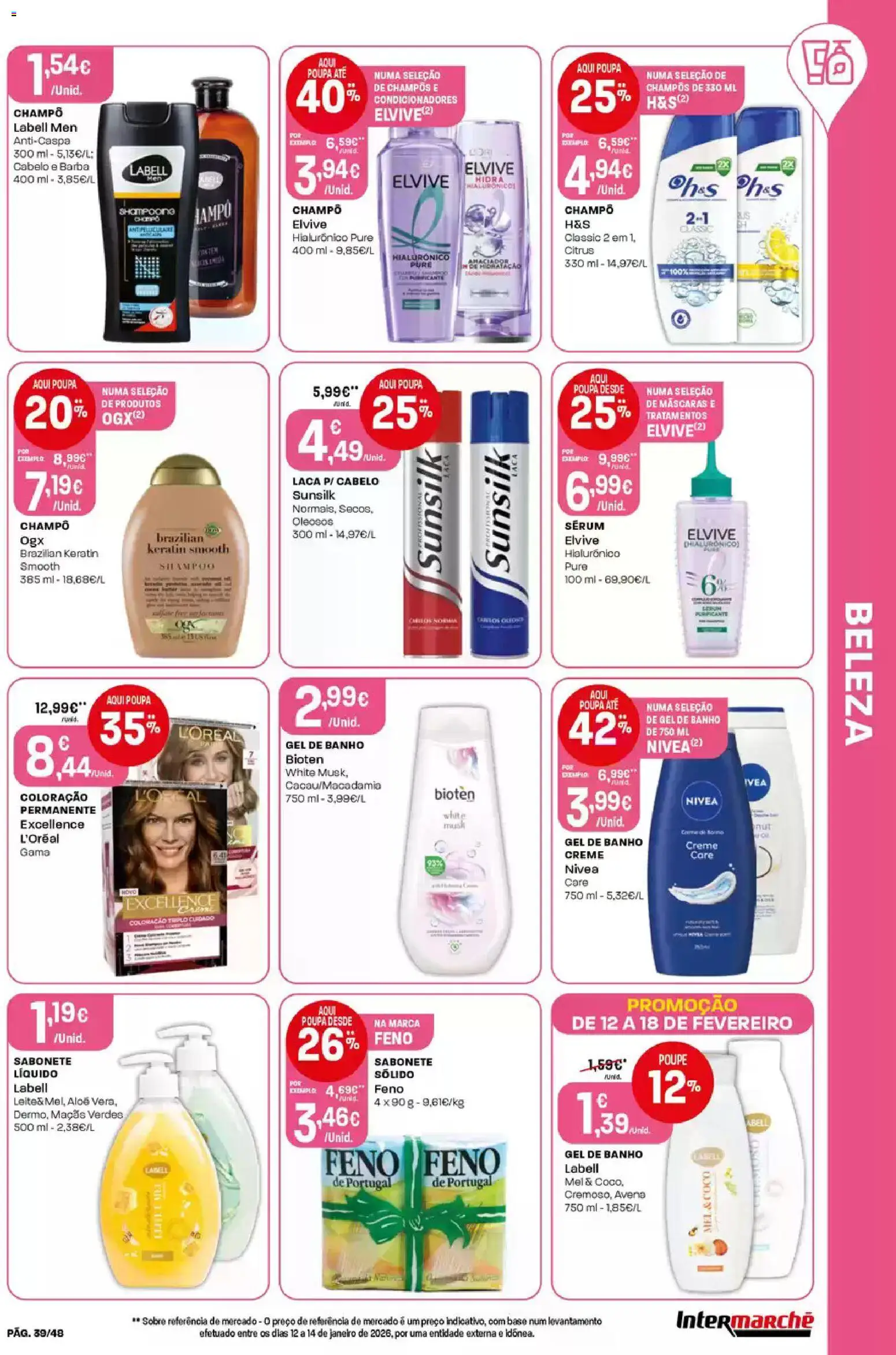 Intermarché folheto │ válido de 12.02.2026 | Página: 39 | Produtos: Gel de banho, Sabonete, Banho, Creme
