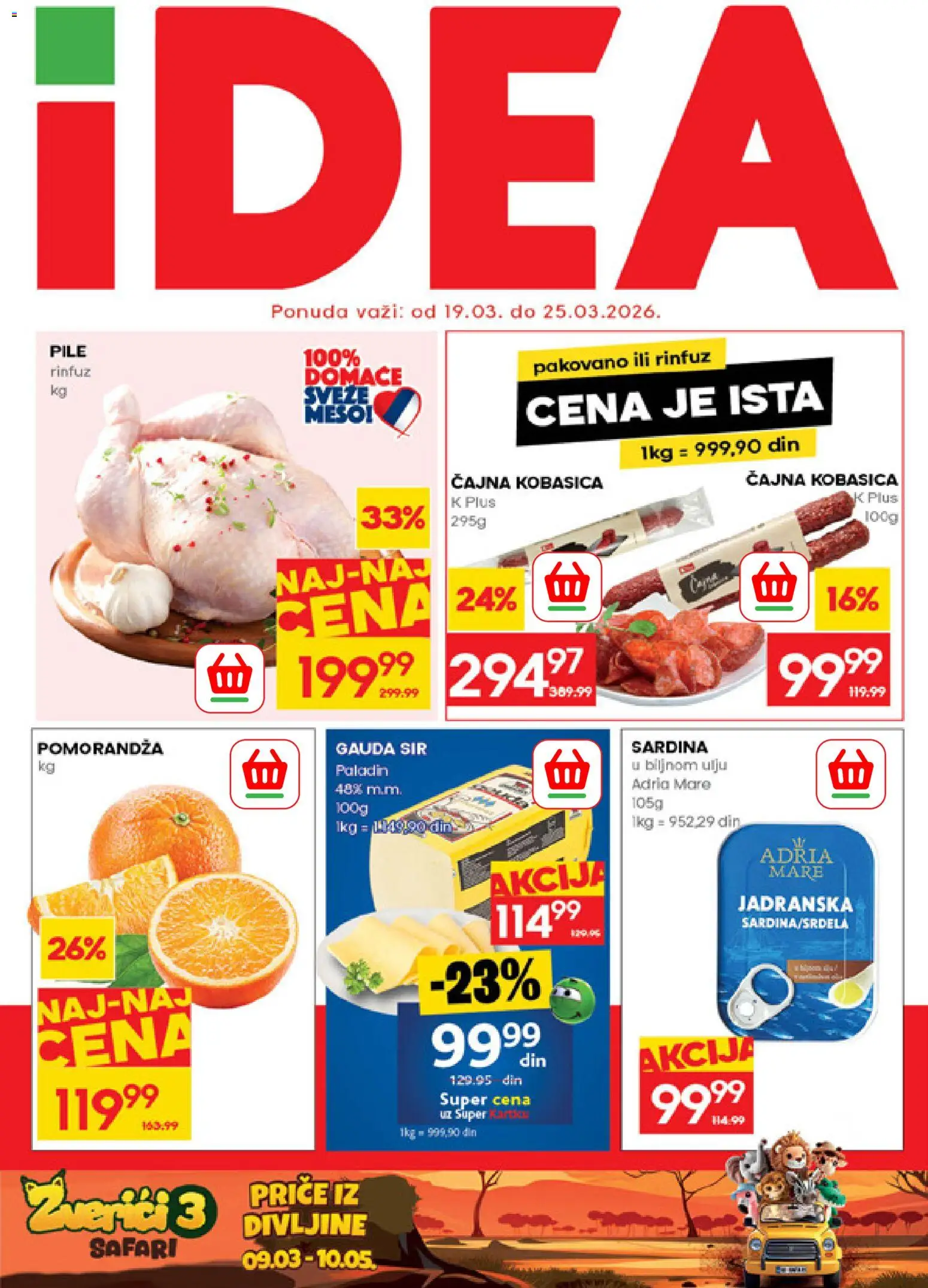 Idea katalog - važi od 19.03.2026 | Strana: 1 | Proizvode: Pomorandza, Sir, Kobasica, Sardina