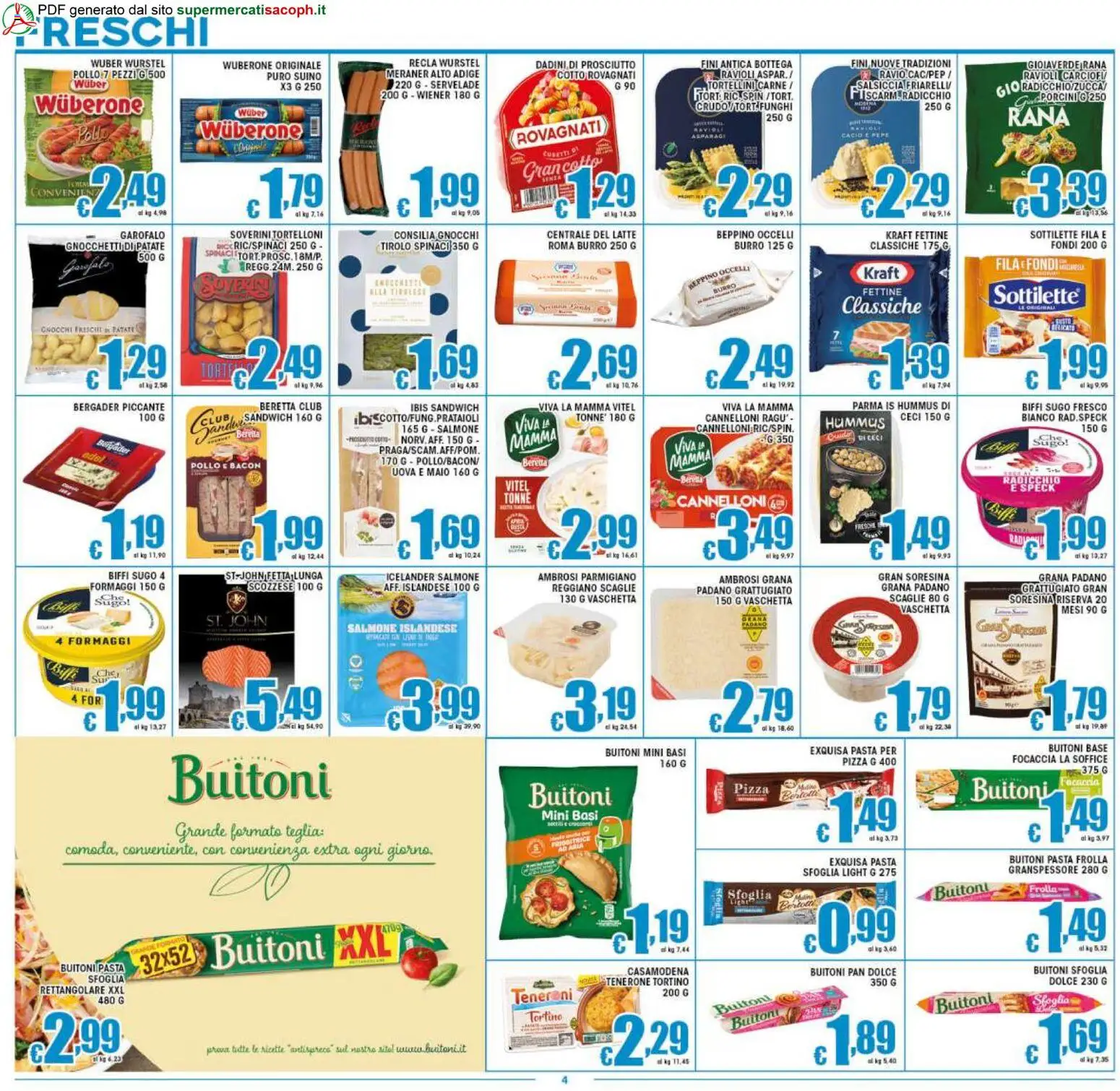 Volantino Sacoph del 07.04.2026 | Pagina: 4 | Prodotti: Salmone, Focaccia, Ceci, Pasta