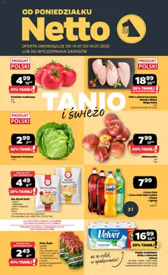 Netto gazetka - Spożywcza od 14.07.2025 | Strona: 1 | Produkty: Pomidor malinowy, Nektarynka, Ser, Filet z piersi kurczaka