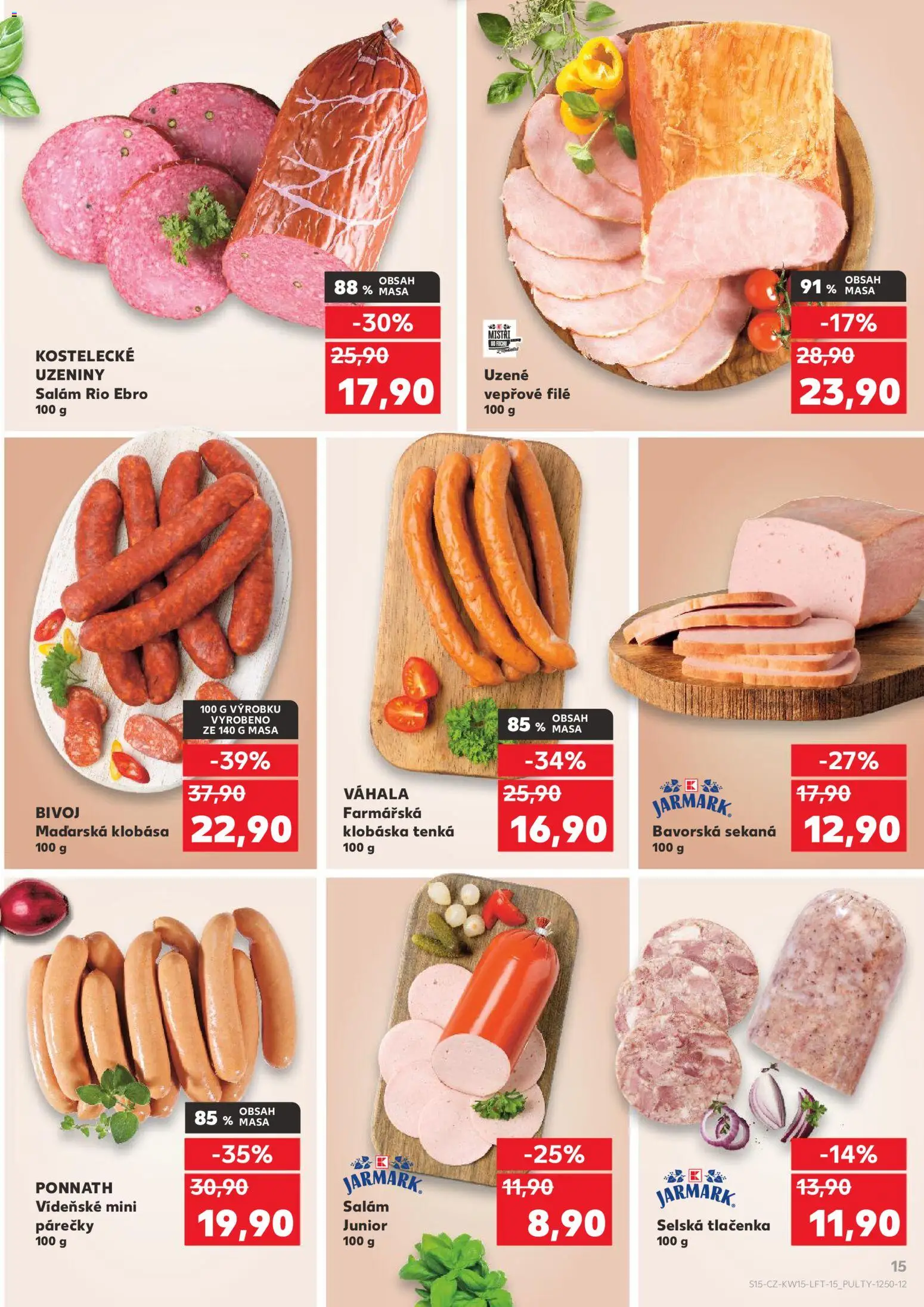 Kaufland leták od 08.04.2026 | Strana: 15 | Produkty: Salám, Sekaná, Tlačenka, File