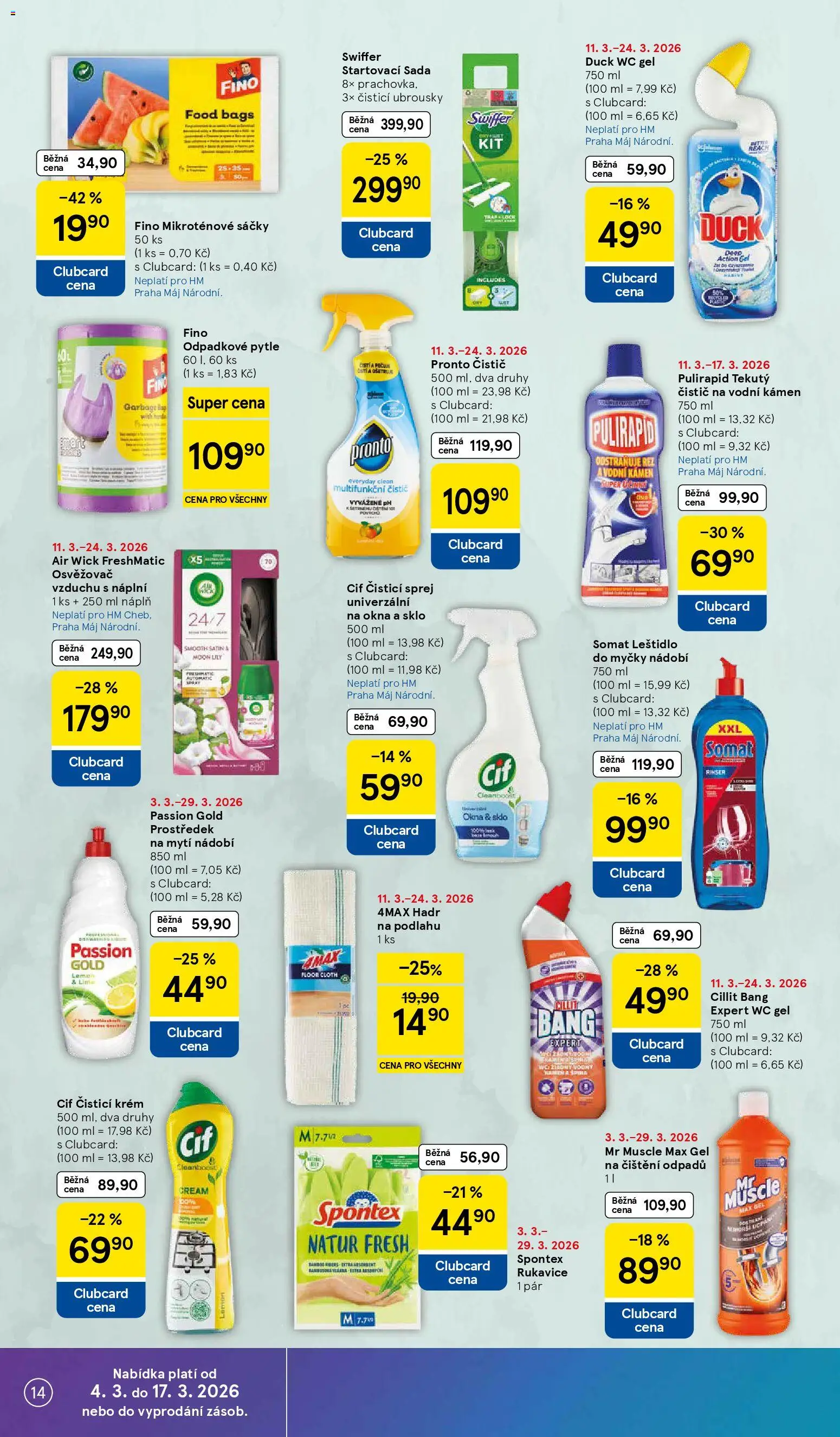 Tesco leták - Hypermarket od 11.03.2026 | Strana: 14 | Produkty: Nádobí, Krém, Osvěžovač vzduchu, Somat
