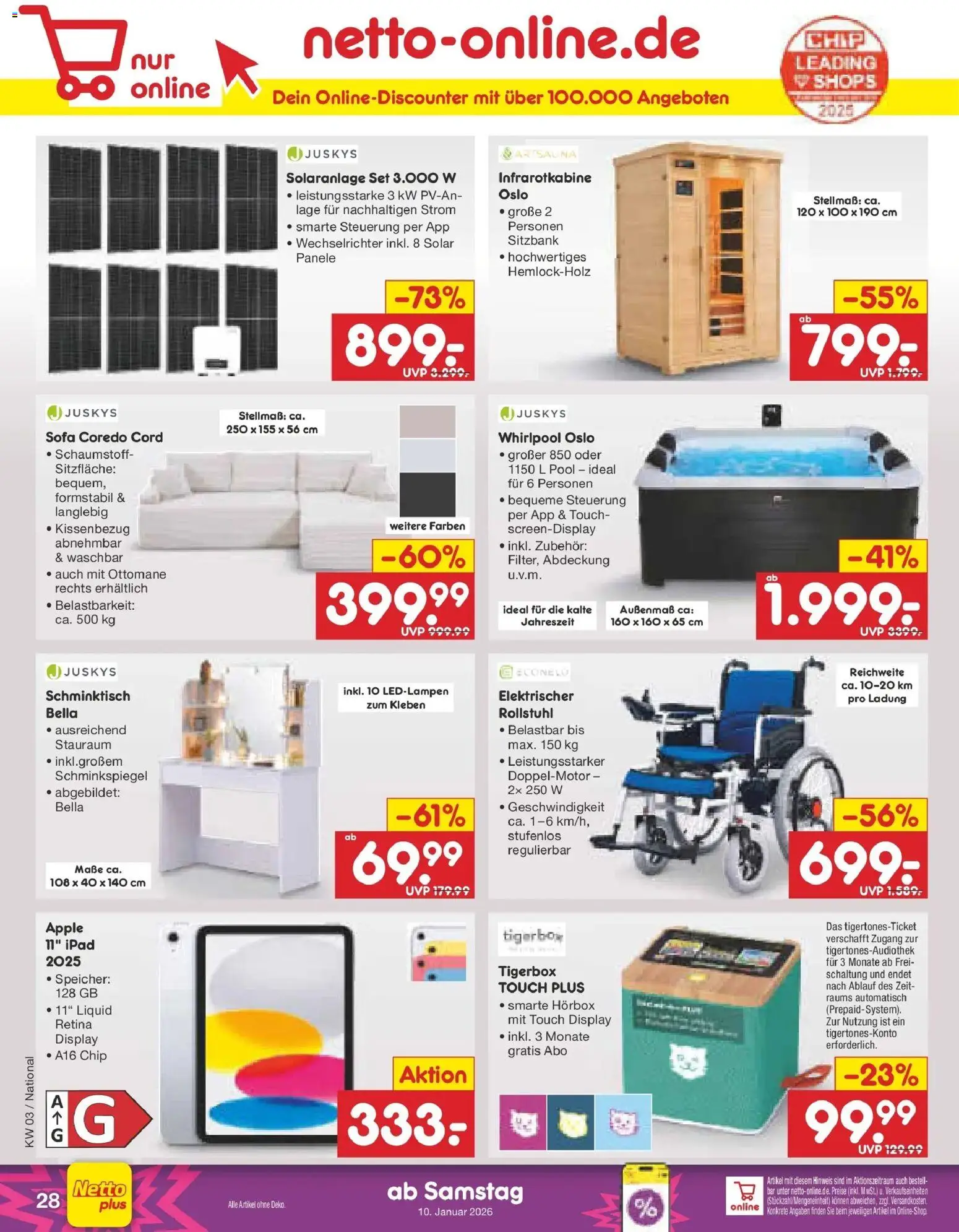 Netto Marken-Discount prospekt Regensburg	 – gültig ab 12.01.2026 | Seite: 32 | Produkte: Sitzbank, Sofa, Schminktisch, Apple