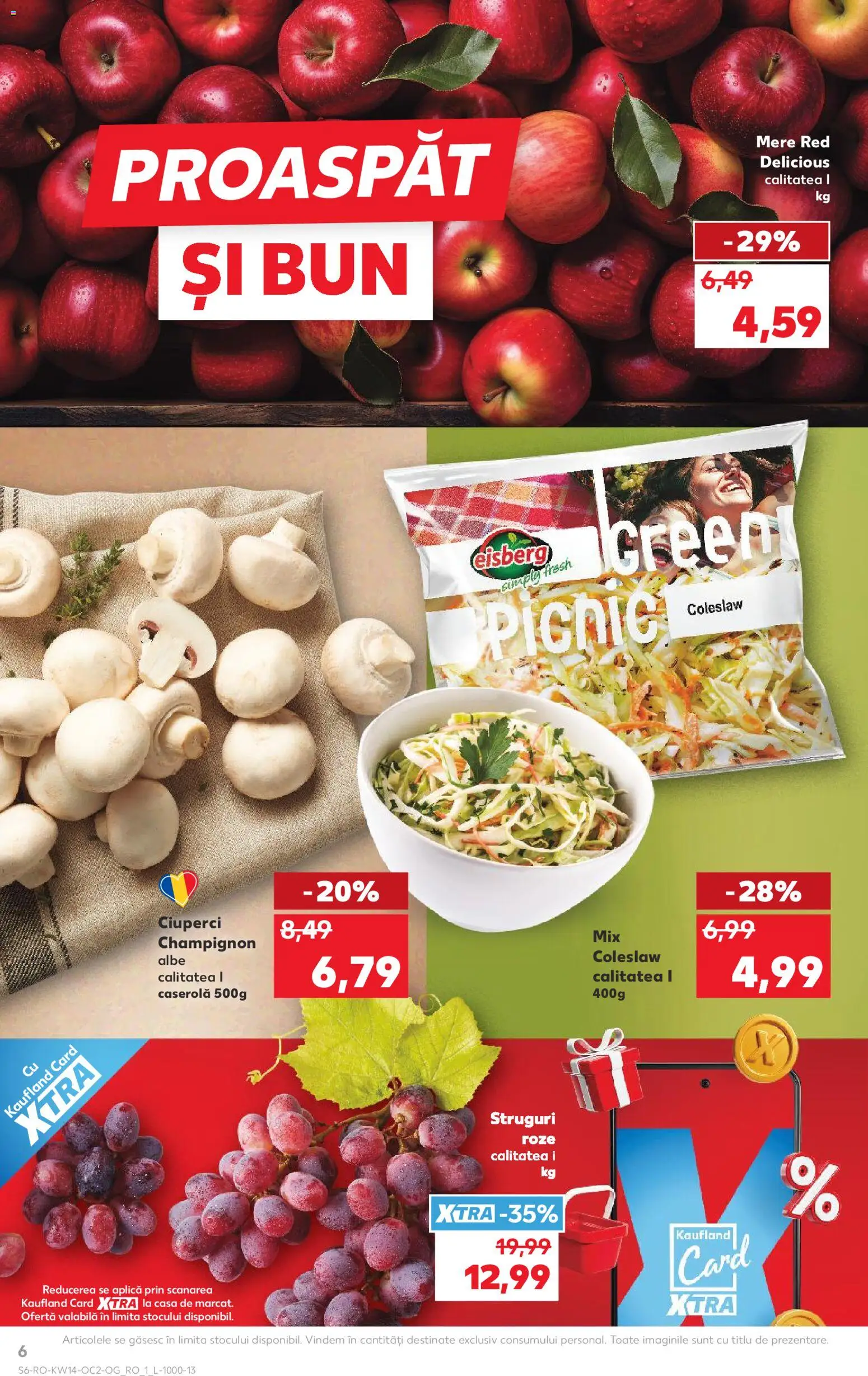 Noul catalog Kaufland – valabil de la 01.04.2026 | Pagină: 6 | Produse: Struguri, Ciuperci, Mere