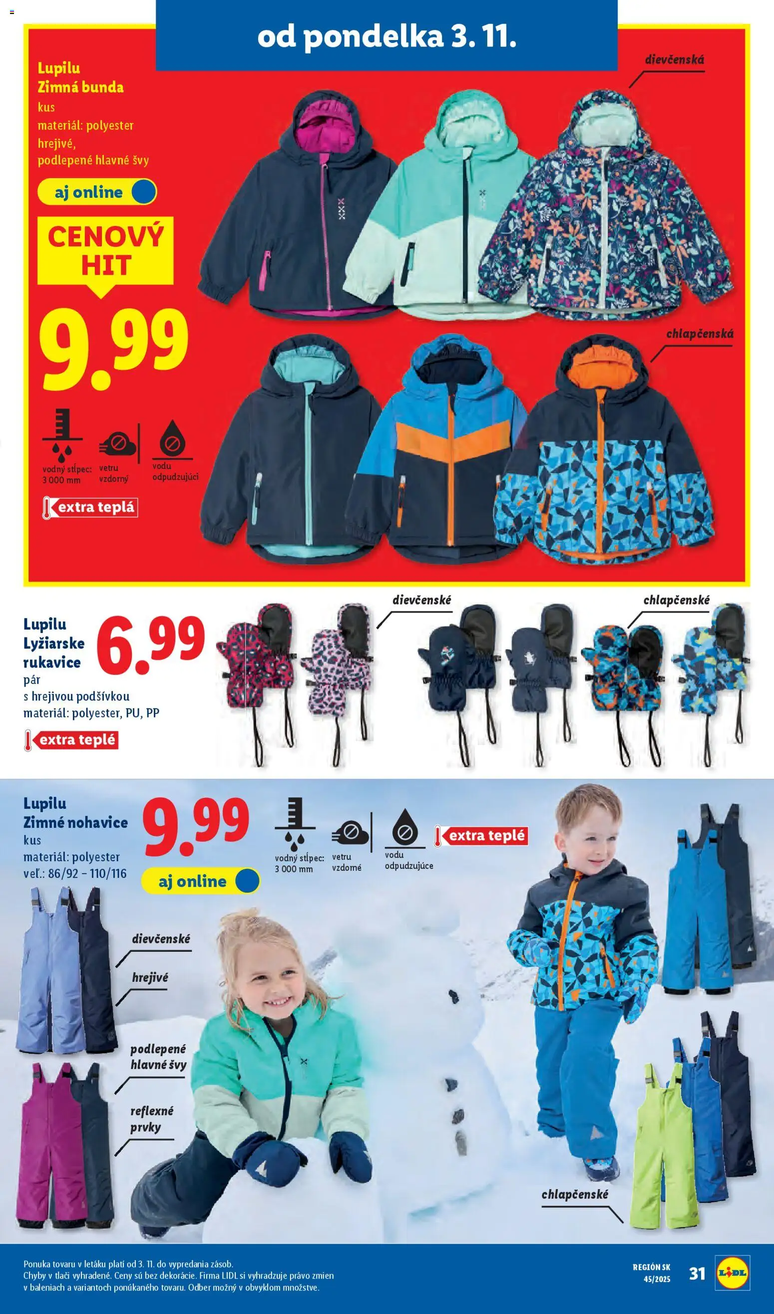 Nové Lidl akcie – leták je platný od 03.11.2025 | Strana: 49 | Produkty: Bunda, Nohavice, Rukavice