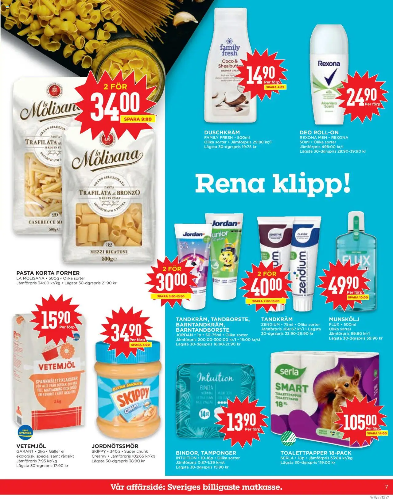 Willys reklamblad aktuell från 04.08.2025 | Sida: 7 | Produkter: Munskölj, Deodorant, Tandkräm, Duschkräm