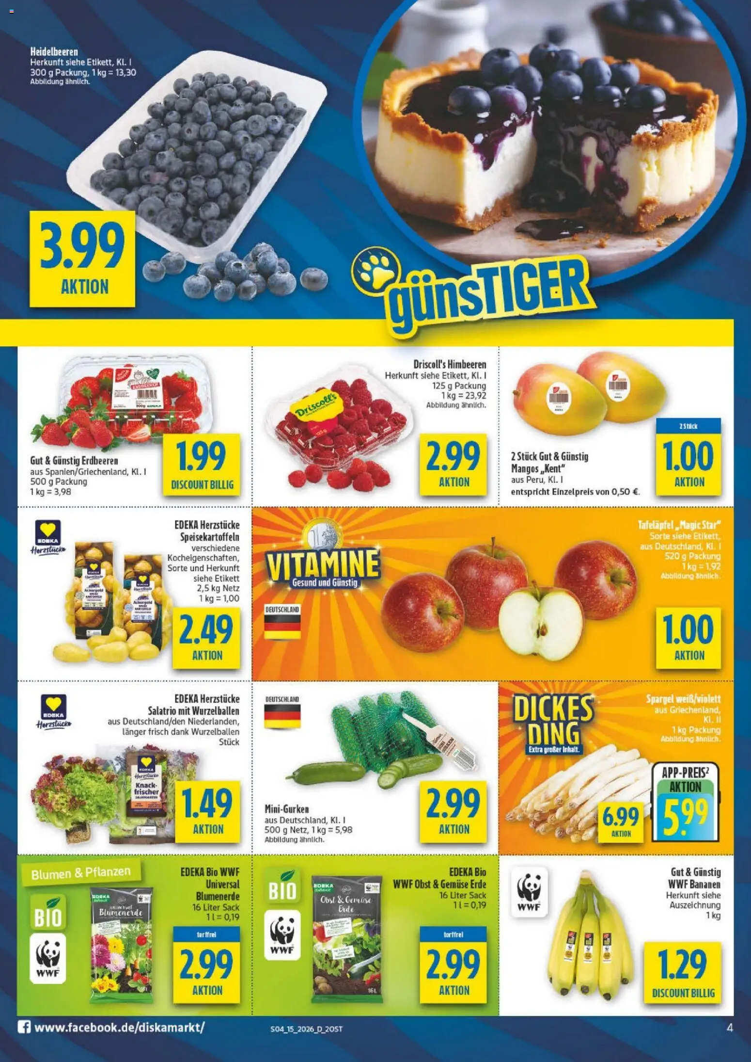 Diska - Diska Angebote Sachsen-Thüringen KW15 – gültig ab 07.04.2026 | Seite: 4 | Produkte: Himbeeren, Bananen, Spargel, Erdbeeren