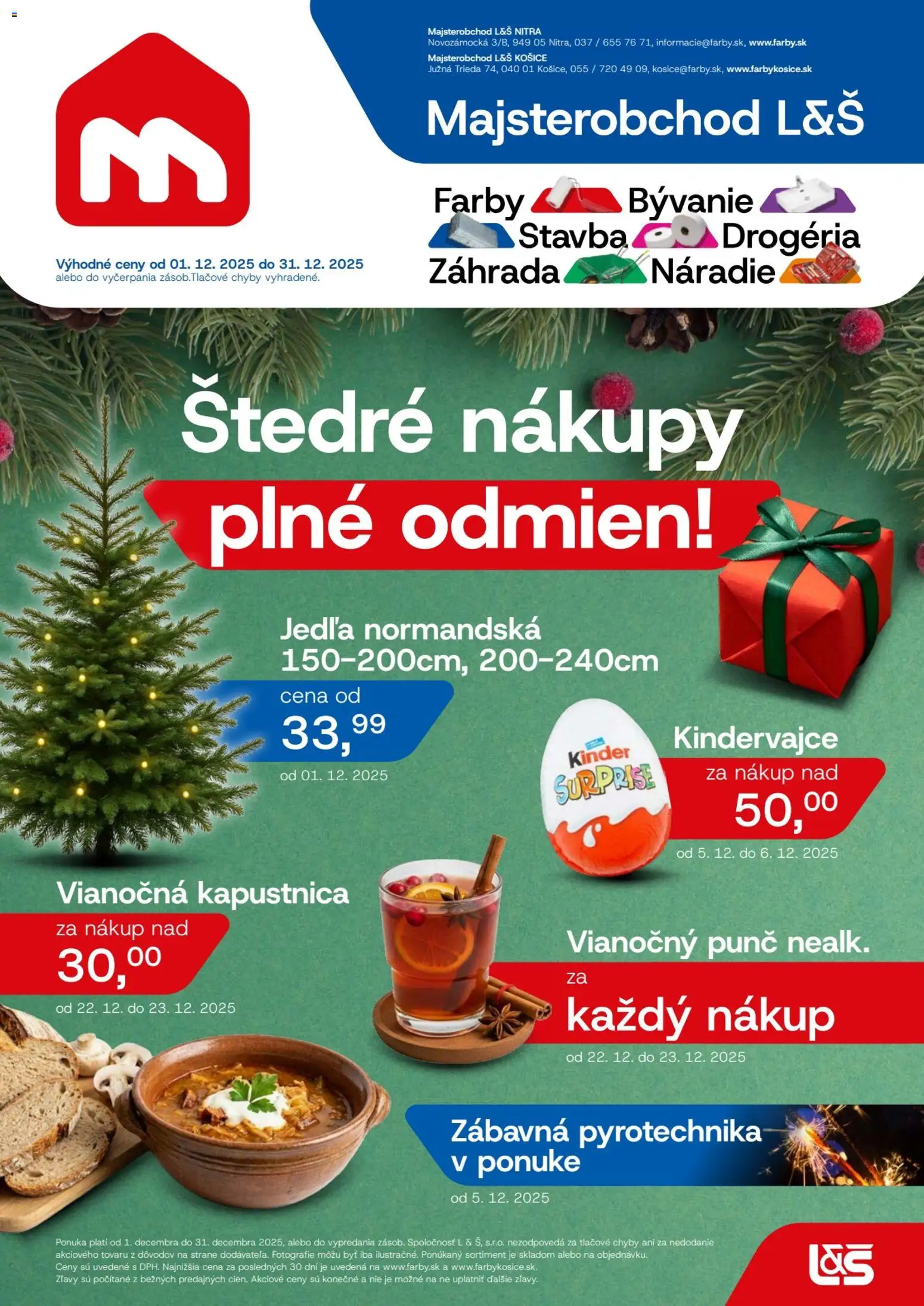 Nové L&Š akcie – leták je platný od 01.12.2025 | Strana: 1 | Produkty: Náradie, Kinder, Pyrotechnika