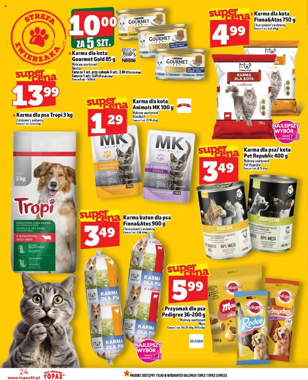 Topaz Gazetka od 09.10.2025 | Strona: 24 | Produkty: Kurczak, Karma dla psa pedigree, Karma dla kota, Karma dla psa