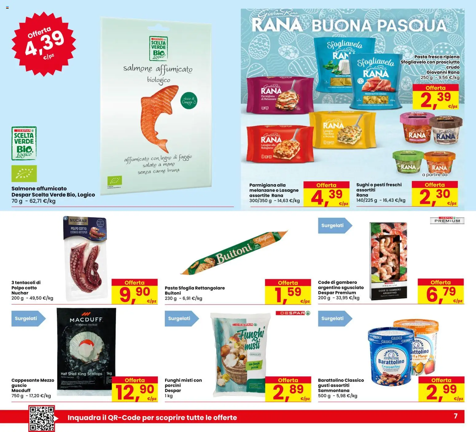 Volantino Despar del 26.03.2026 | Pagina: 7 | Prodotti: Salmone affumicato, Funghi, Provola, Ricotta