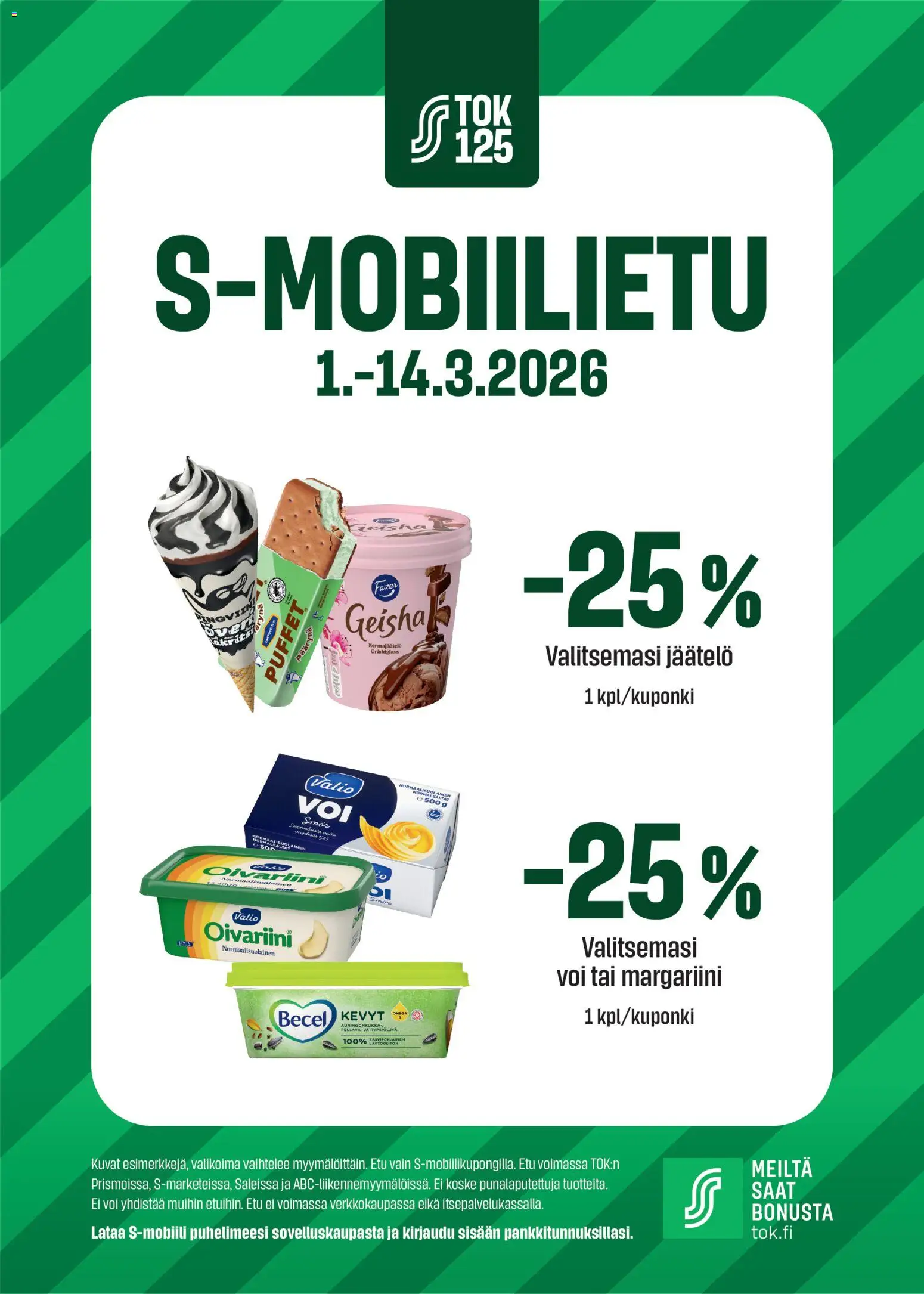 S-market - Esite – voimassa 01.03.2026 alkaen | Sivu: 1 | Tuotteet: Margariini, Voi, Jäätelö