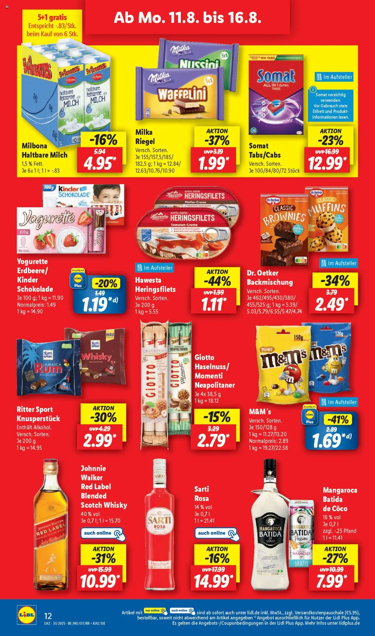 Lidl Prospekt Uelzen - gültig ab dem 11.08.2025 | Seite: 16 | Produkte: Yogurette, Haltbare milch, Ritter sport, M&M's