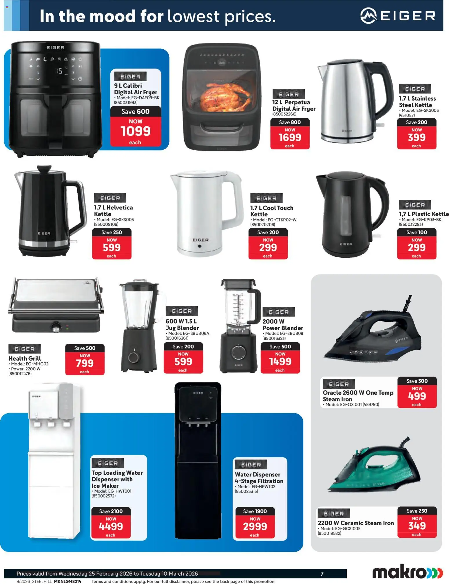 New Makro catalogue – valid from 25.02.2026 | Page: 7 | Products: Kettle, Fryer, Blender, Water