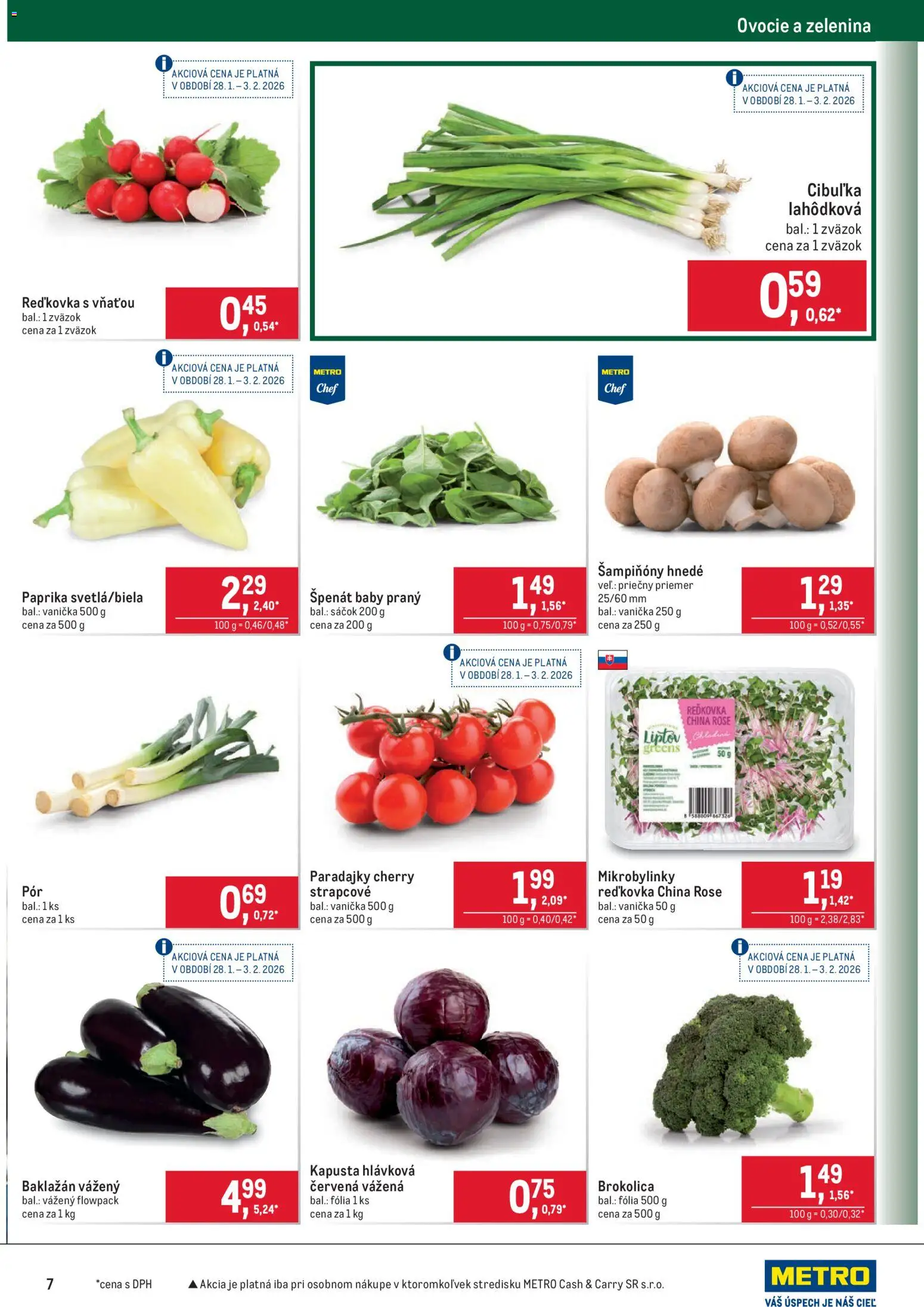 Nové Metro akcie – leták je platný od 28.01.2026 | Strana: 7 | Produkty: Kapusta, Paradajky, Brokolica, Ovocie