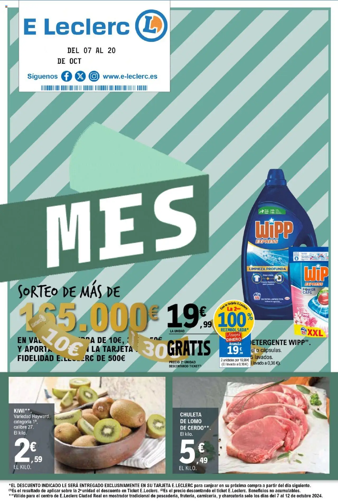 E.Leclerc folleto │ válido desde el 07.10.2025 | Página: 1 | Productos: Detergente, Cerdo, Kiwi, Lavadora