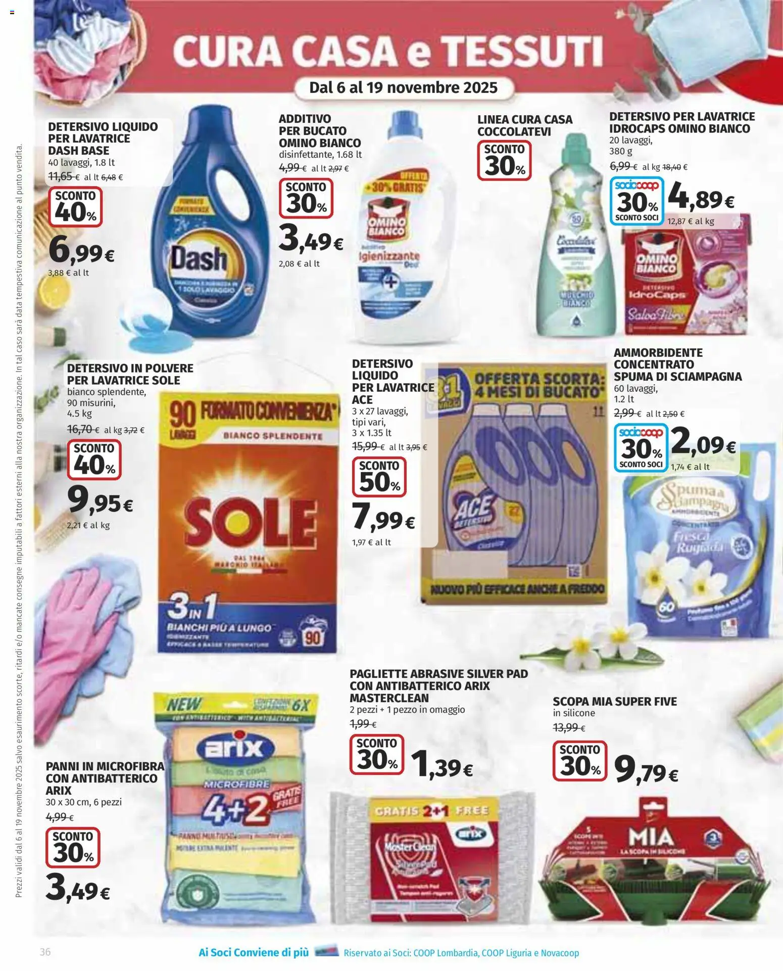 Volantino Ipercoop del 06.11.2025 | Pagina: 36 | Prodotti: Ammorbidente, Data, Scopa, Silicone