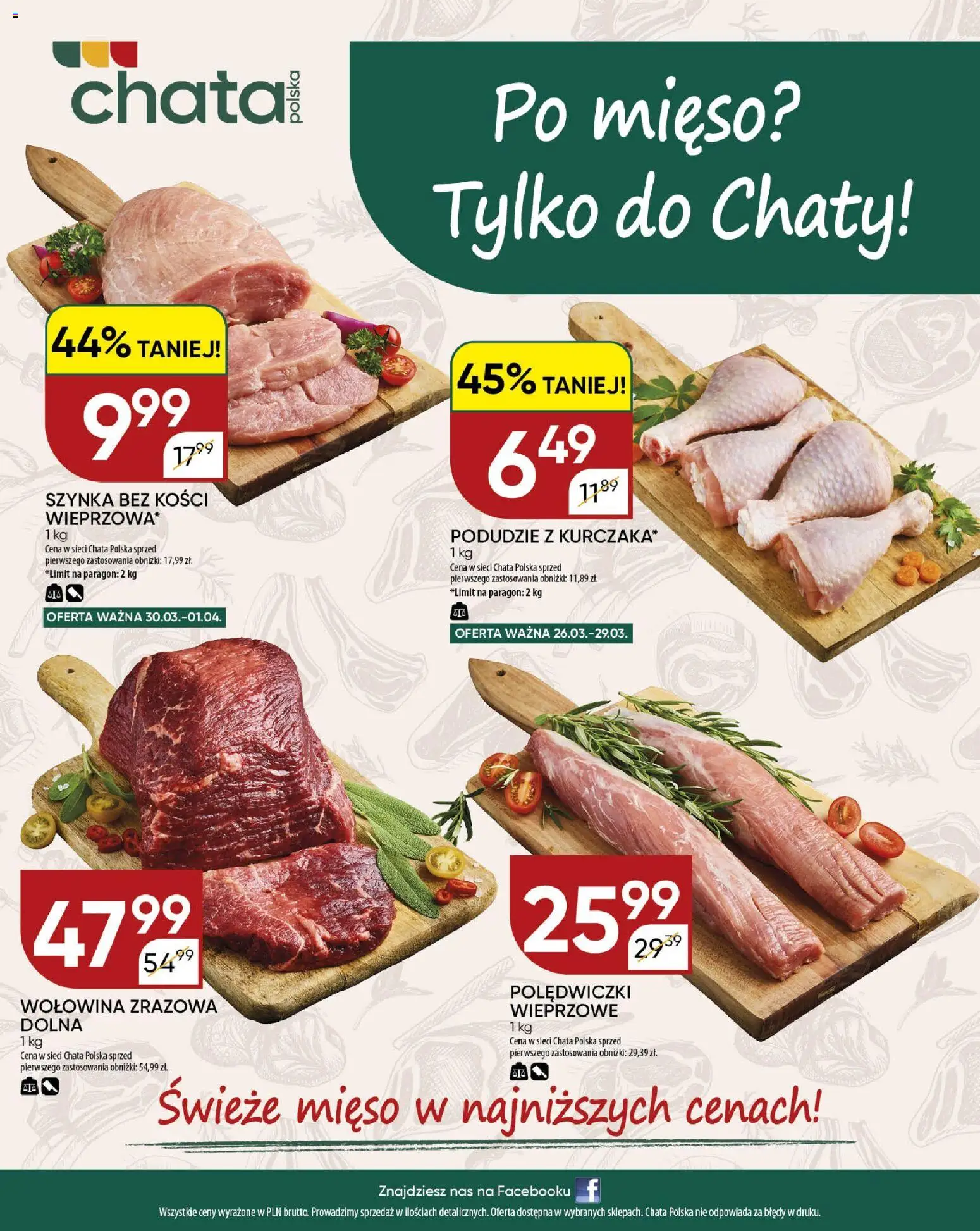 Chata Polska gazetka od 26.03.2026 | Strona: 20 | Produkty: Mięso, Szynka, Wołowina