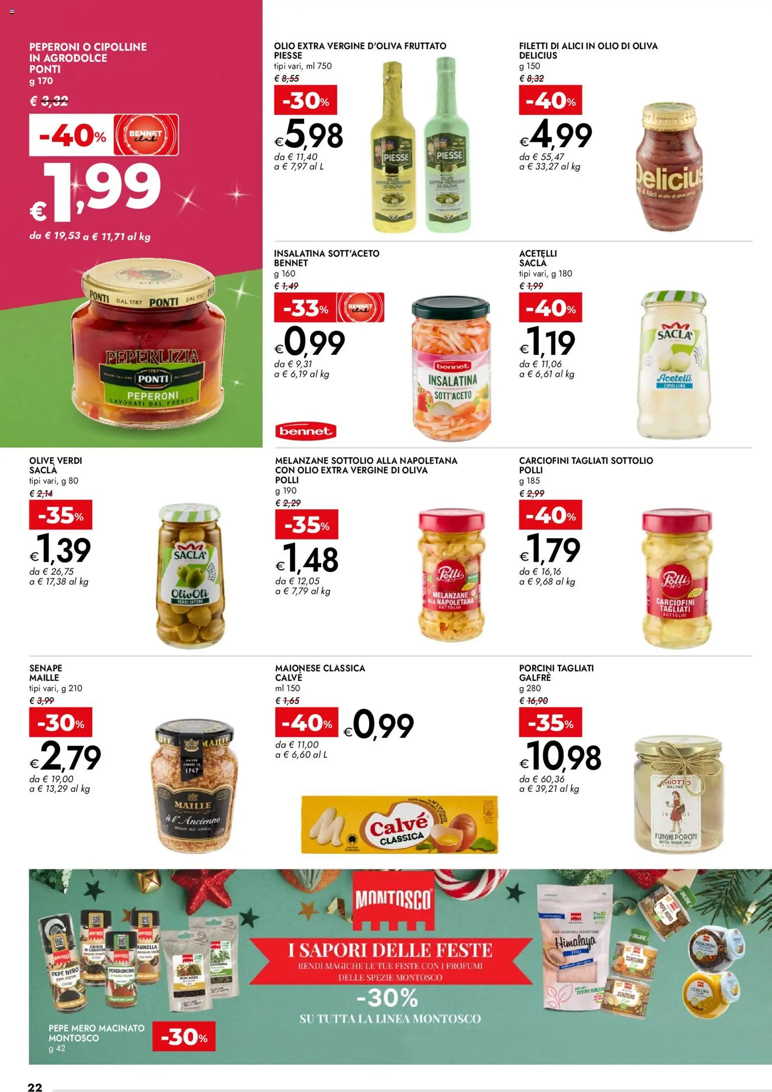 Volantino bennet del 18.12.2025 | Pagina: 22 | Prodotti: Pepe, Olio extra vergine, Senape, Cipolline