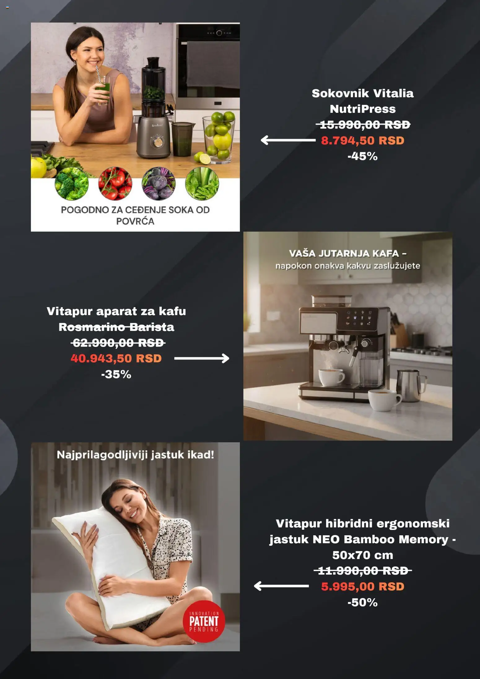 Vitapur katalog - važi od 03.04.2026 | Strana: 5 | Proizvode: Aparat za kafu, Jastuk, Kafa