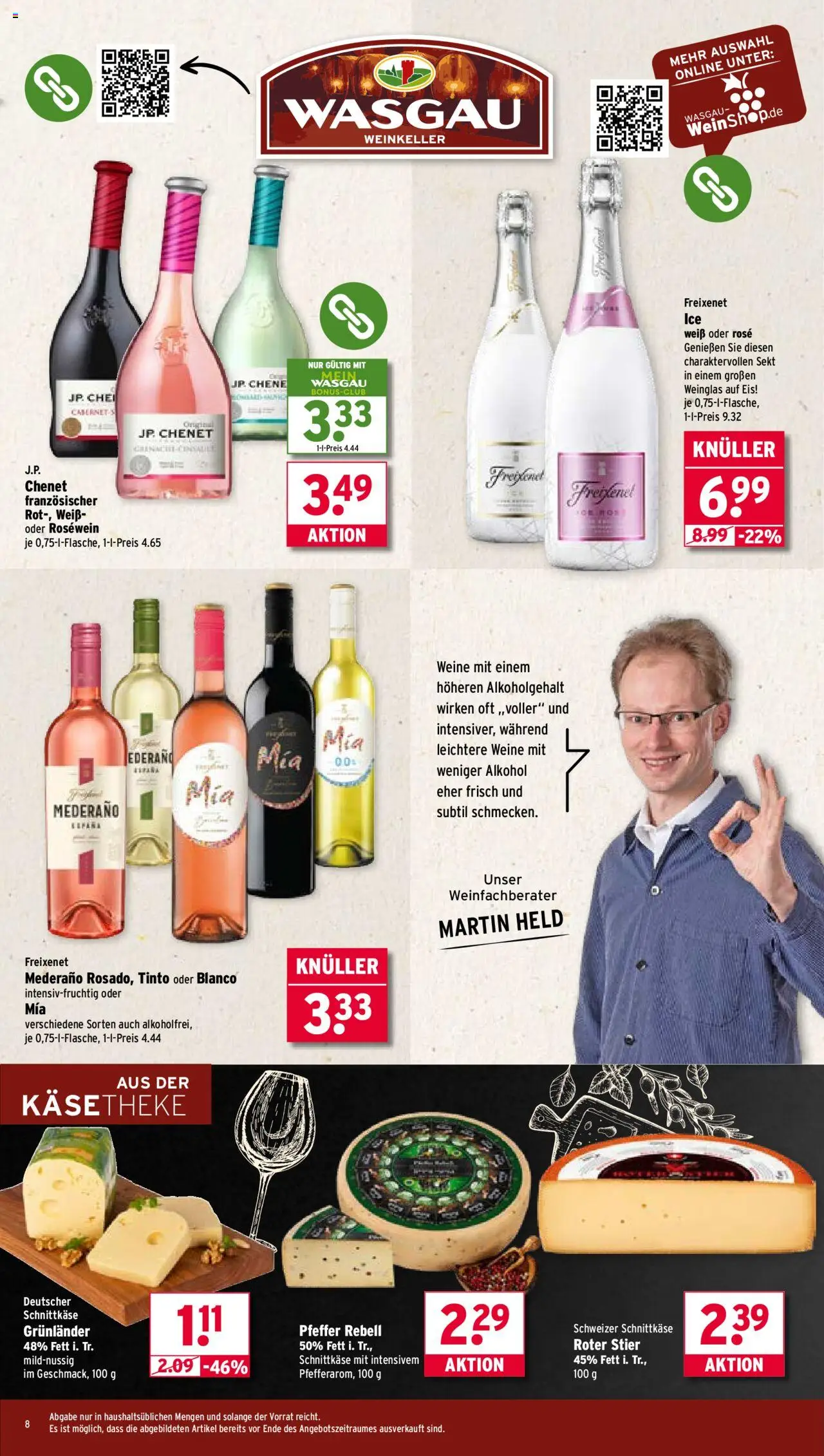Wasgau Prospekt 	 - gültig ab dem 28.07.2025 | Seite: 8 | Produkte: Freixenet, Grunlander, Pfeffer, Eis