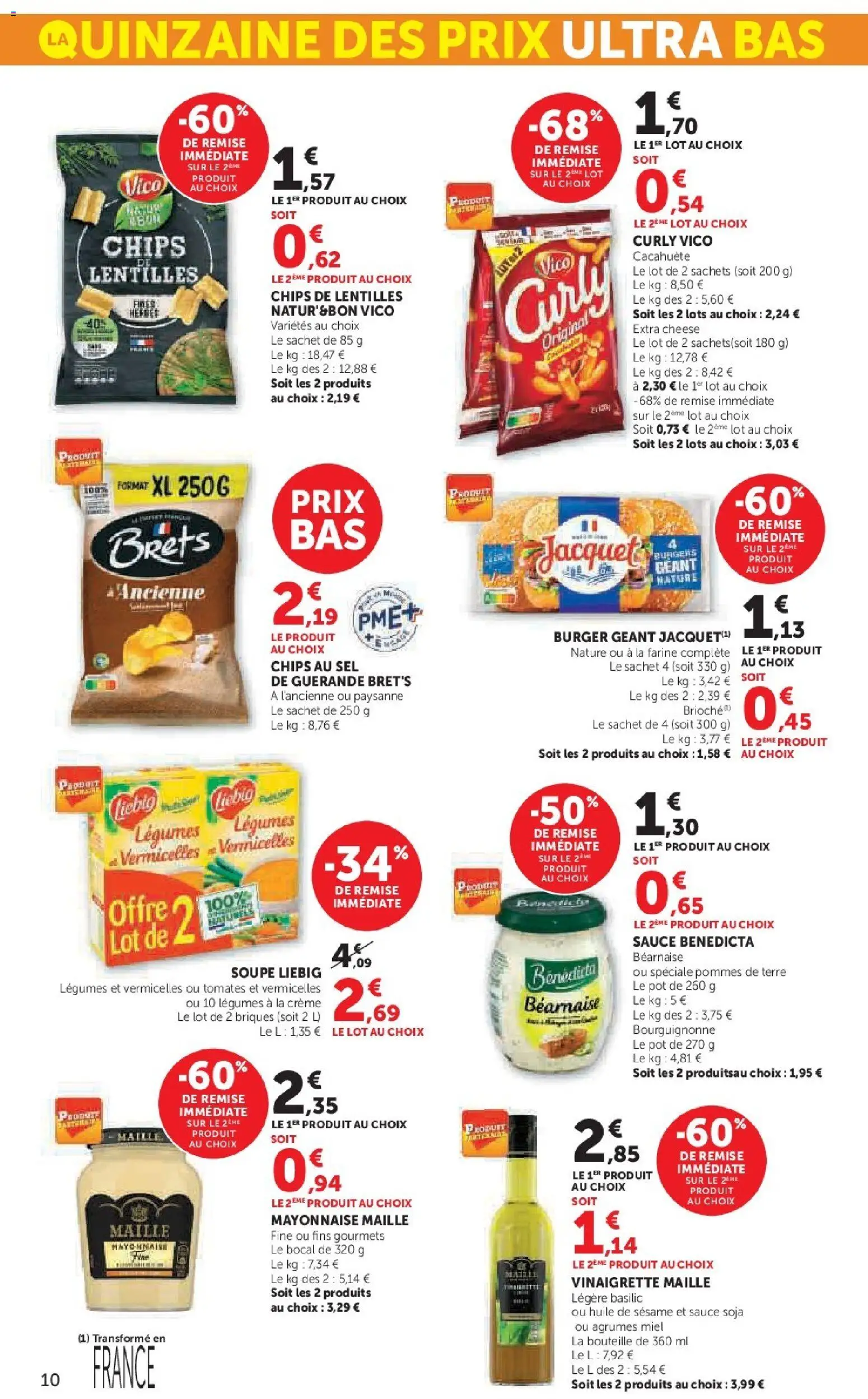 {H1} | Page: 10 | Produits: Miel, Sel, Mayonnaise, Crème