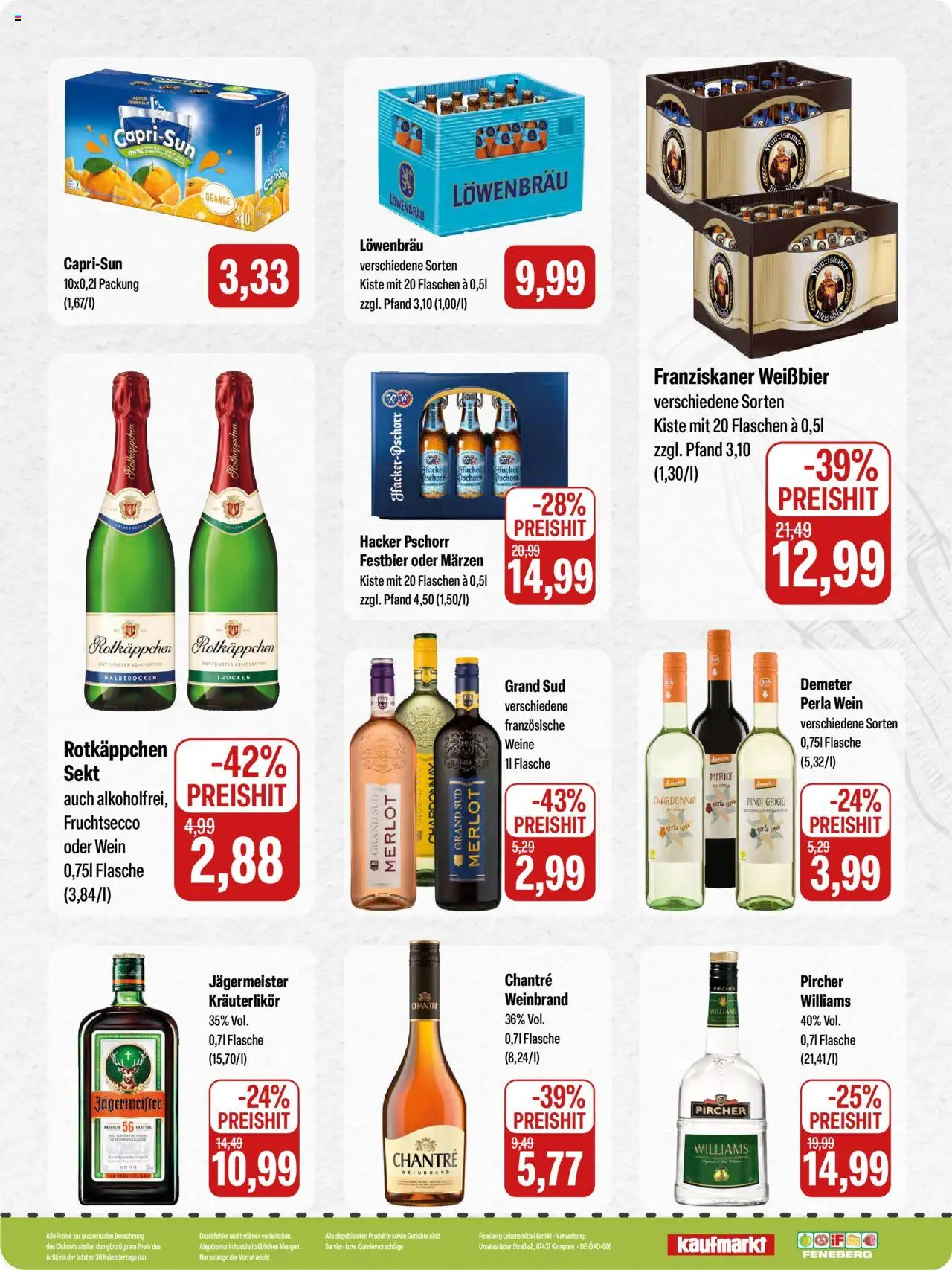 Feneberg Angebote – gültig ab 11.09.2025 | Seite: 16 | Produkte: Sekt, Merlot, Jägermeister, Rotkäppchen