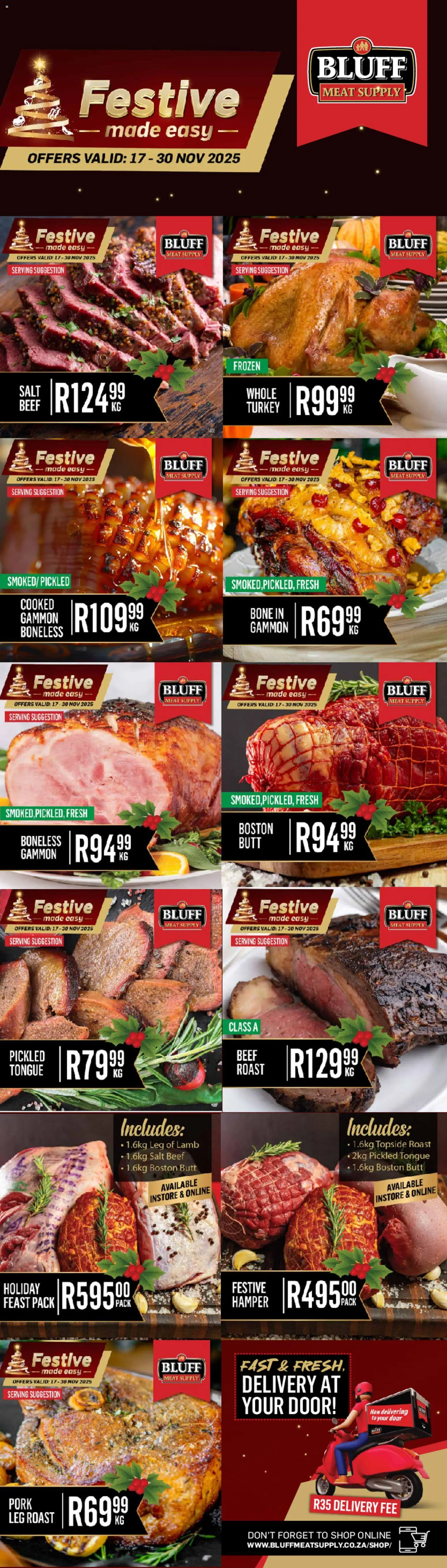New Bluff Meat Supply catalogue – valid from 17.11.2025 | Page: 1 | Products: Pork, Beef, Salt