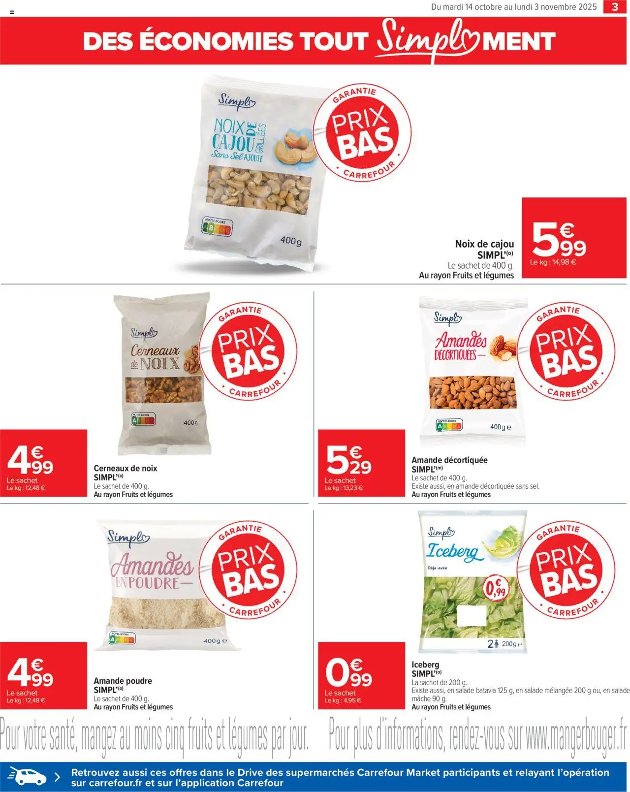 {H1} | Page: 3 | Produits: Salade, Amande, Mâche, Poudre