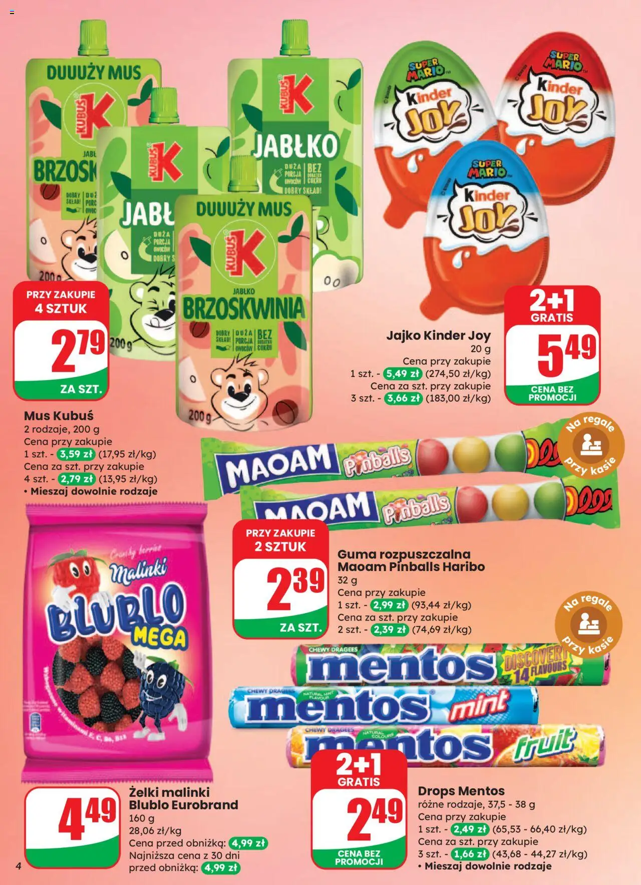 Dino Gazetka od 06.08.2025 | Strona: 4 | Produkty: Brzoskwinia, Jajko Kinder Joy, Kinder Joy, Żelki