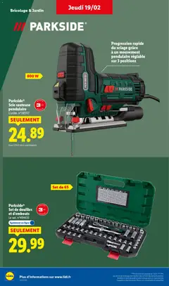 LIDL - Prévisualisation de Parkside® Scie sauteuse pendulaire, L'unité. n°385117 valide à partir de 19.02.2026 | Page: 44 | Produits: Scie sauteuse