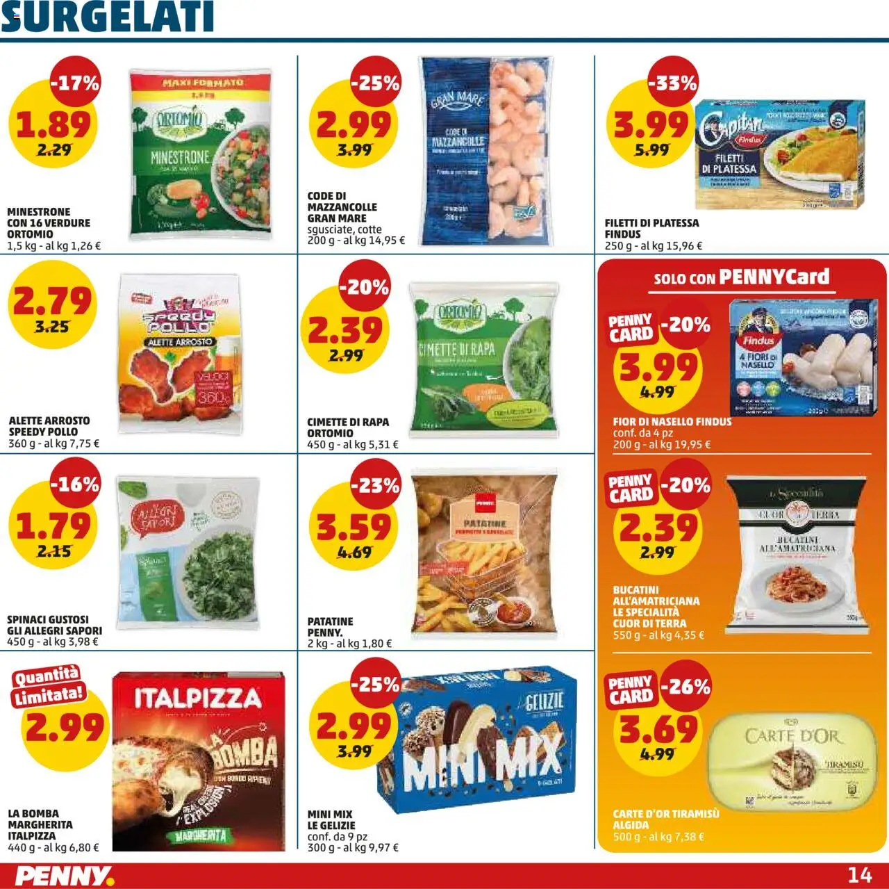 Volantino PENNY del 23.10.2025 | Pagina: 14 | Prodotti: Pollo, Mazzancolle, Spinaci, Nasello