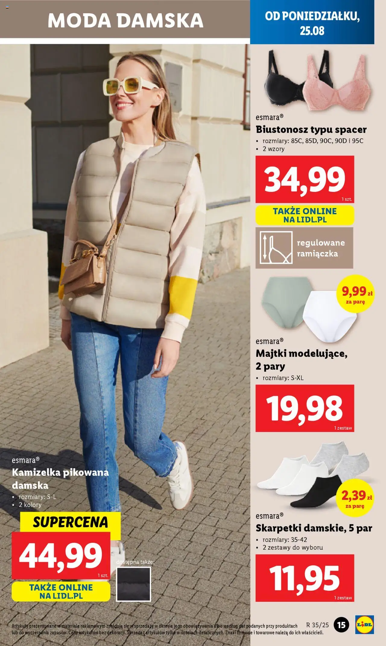 Lidl Katalog od 25.08.2025 | Strona: 15 | Produkty: Kamizelka, Majtki, Biustonosz, Skarpetki