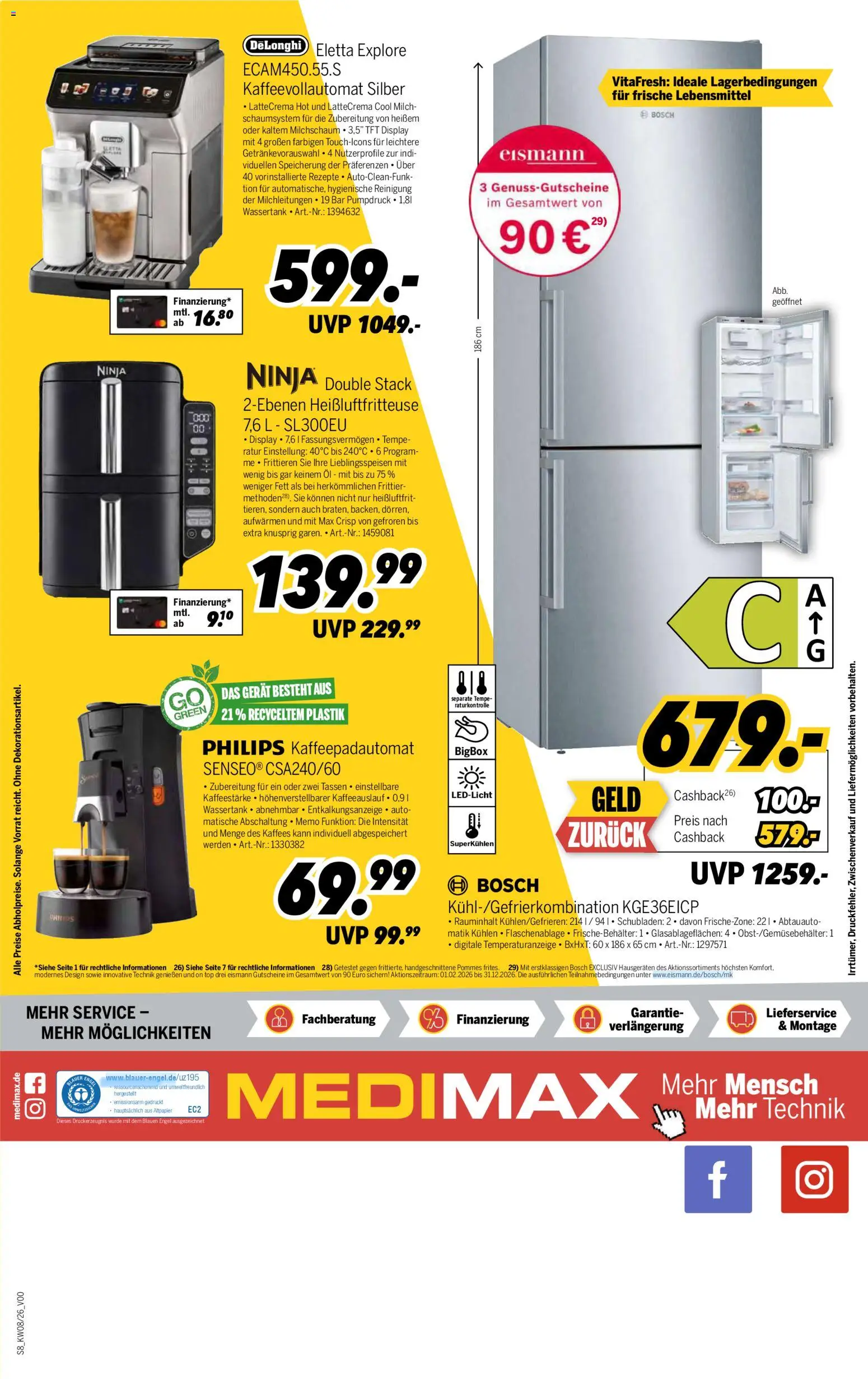 Medimax Prospekt 	 – gültig ab 14.02.2026 | Seite: 8 | Produkte: Bosch, Philips, Milch, Öl