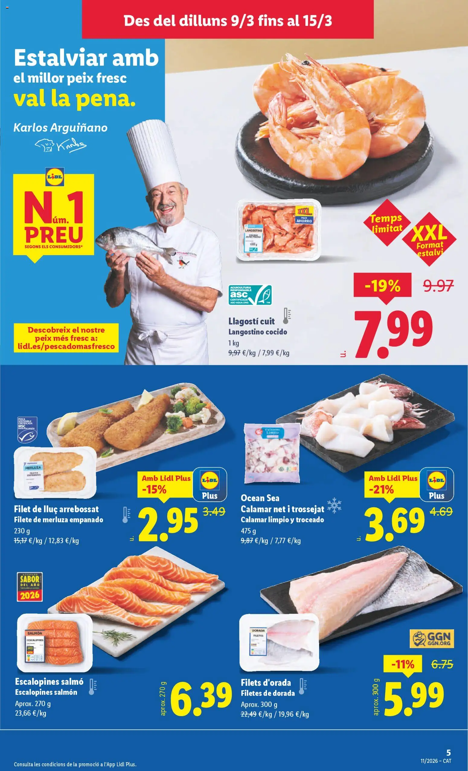 Lidl folleto │ válido desde el 09.03.2026 | Página: 7 | Productos: Filete, Langostino