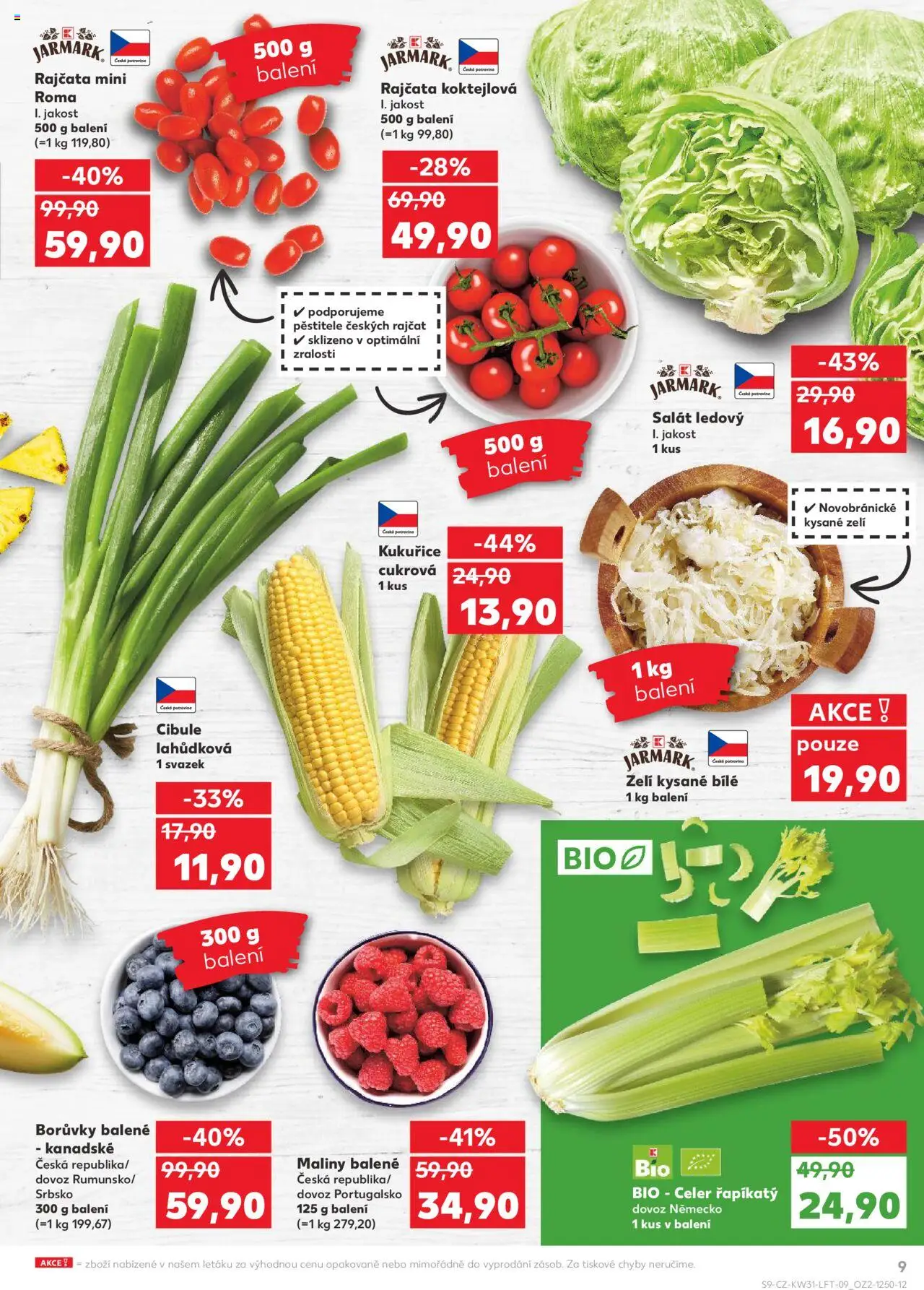 Kaufland leták - Plzeň Bory od 30.07.2025 | Strana: 9 | Produkty: Zelí, Borůvky, Celer, Cibule