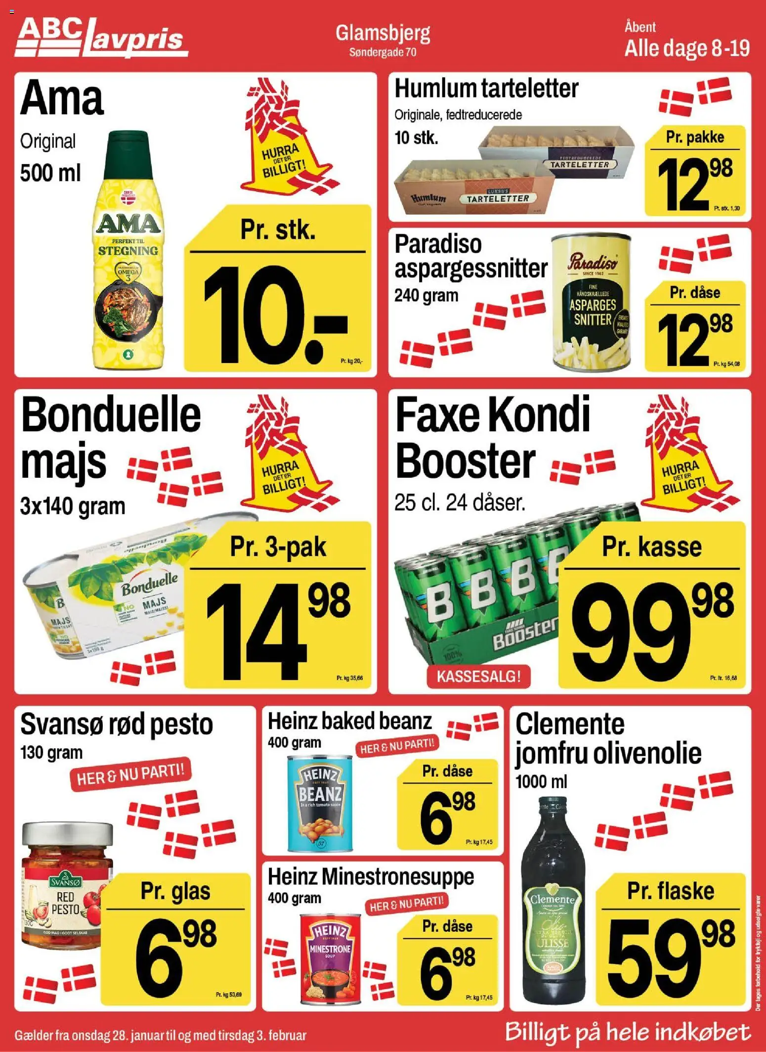 Abc Lavpris tilbudsavis – gyldig fra 28.01.2026 | Side: 3 | Produkter: Pesto, Olivenolie, Tarteletter, Aspargessnitter