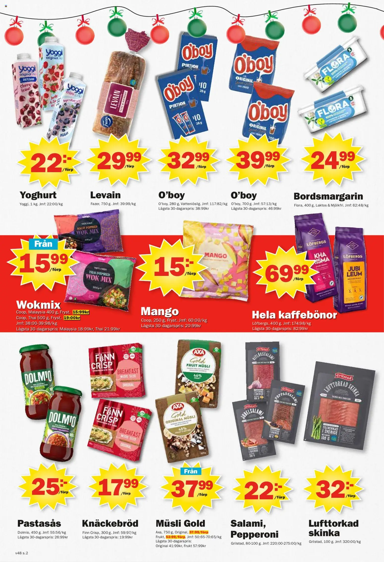 Pekås reklamblad aktuell från 24.11.2025 | Sida: 2 | Produkter: Musli, Knäckebröd, Levain, Skinka