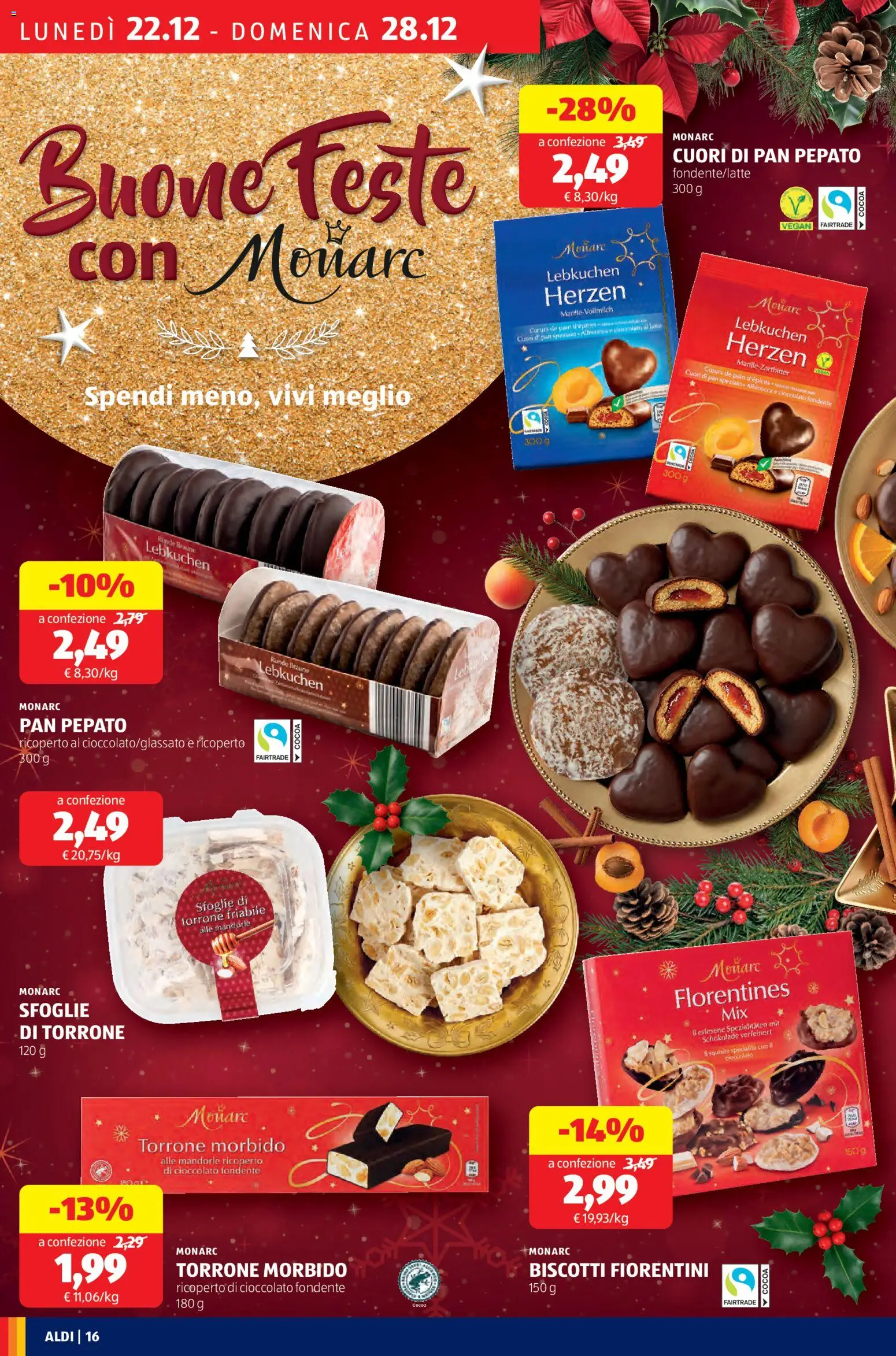 Volantino Aldi del 22.12.2025 | Pagina: 16 | Prodotti: Cioccolato, Biscotti, Latte, Mandorle