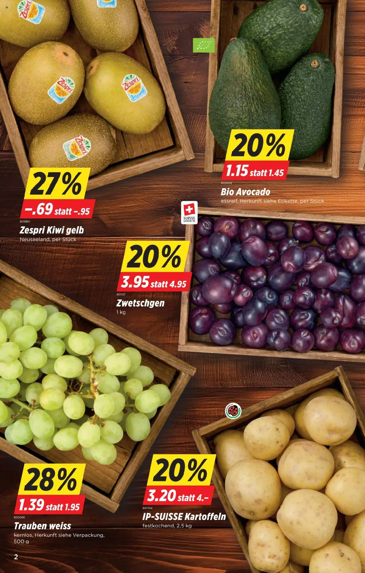 Denner Aktionen ab 19.08.2025 | Seite: 2 | Produkte: Zwetschgen, Avocado, Kartoffeln, Kiwi