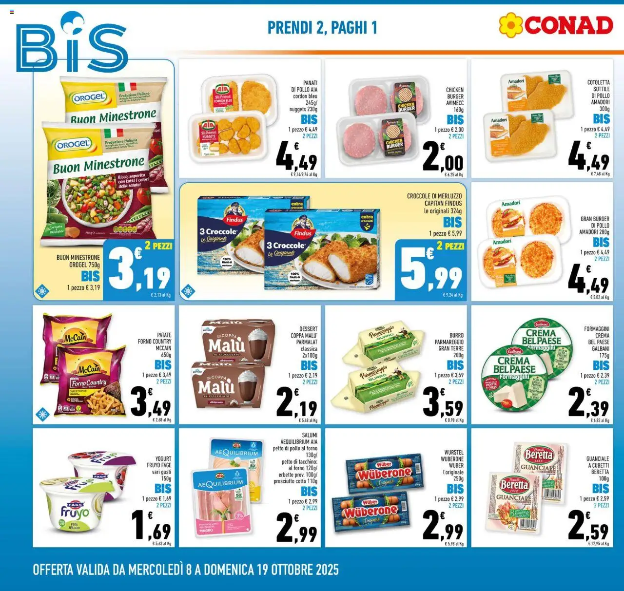 Volantino Conad del 08.10.2025 | Pagina: 2 | Prodotti: Yogurt, Nuggets, Prosciutto, Burro